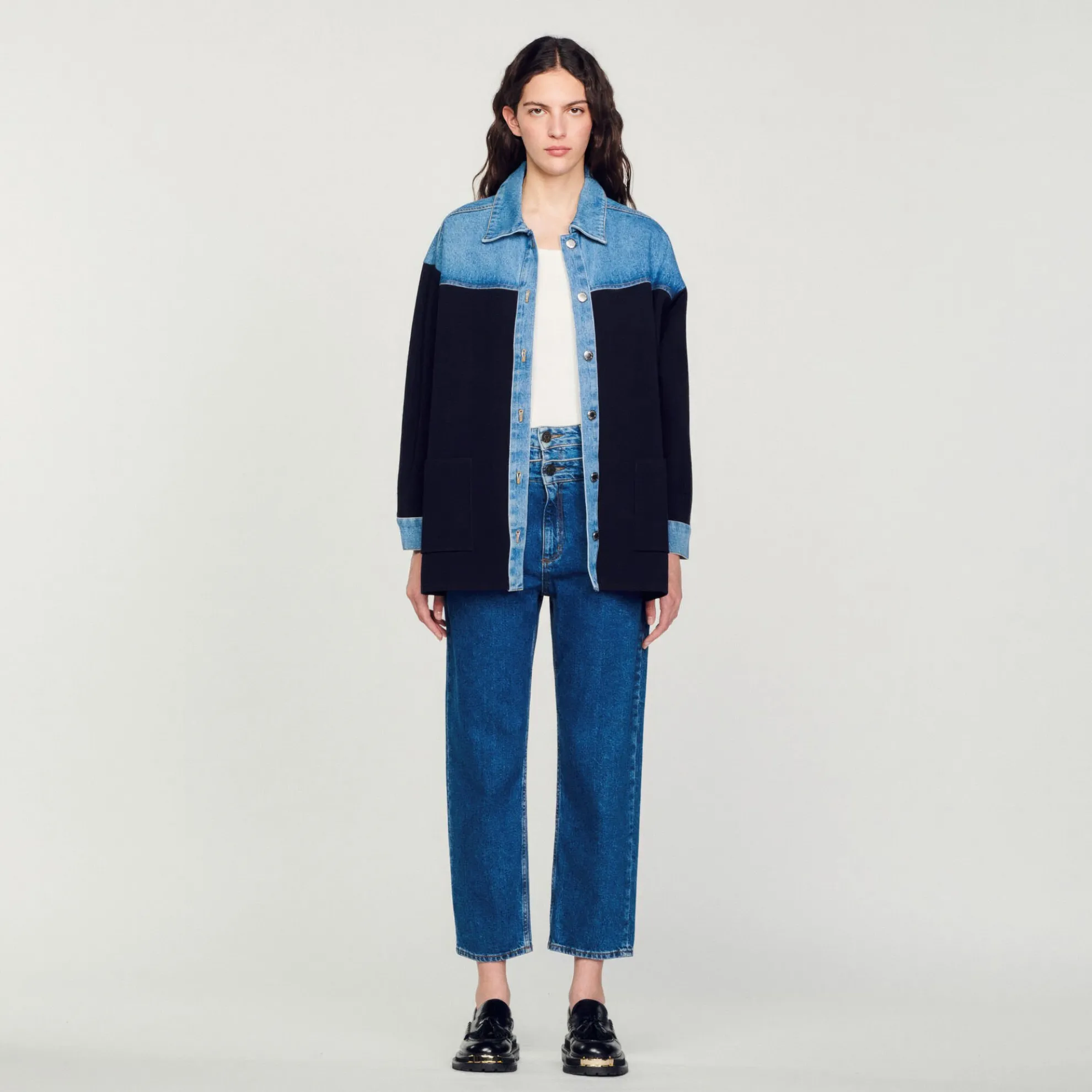 Bi-materiaal Cardi-coat In Blazerstijl