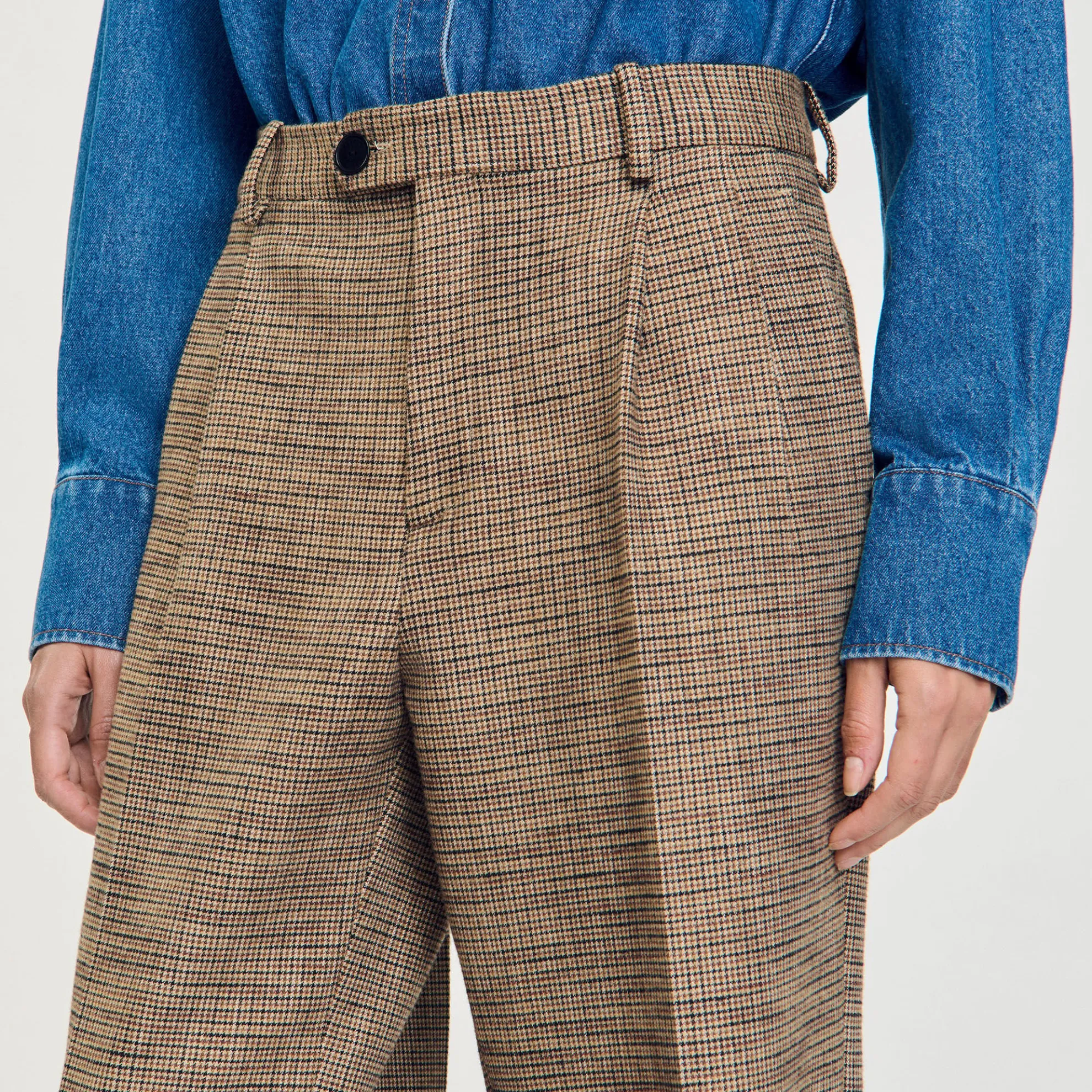 Broek Met Pied-de-poule Motief