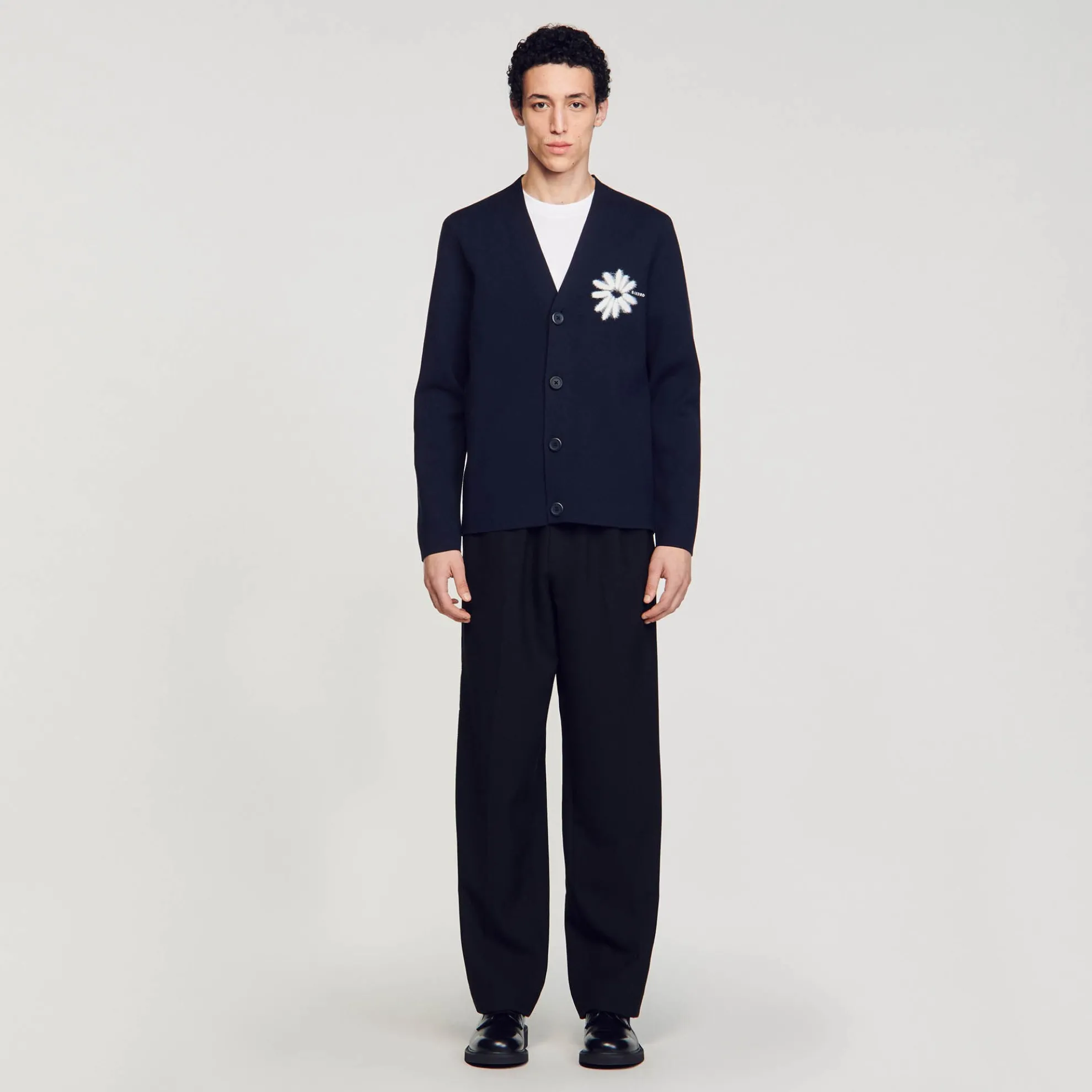 Cardigan Vest Gebreid Jacquard Bloemen