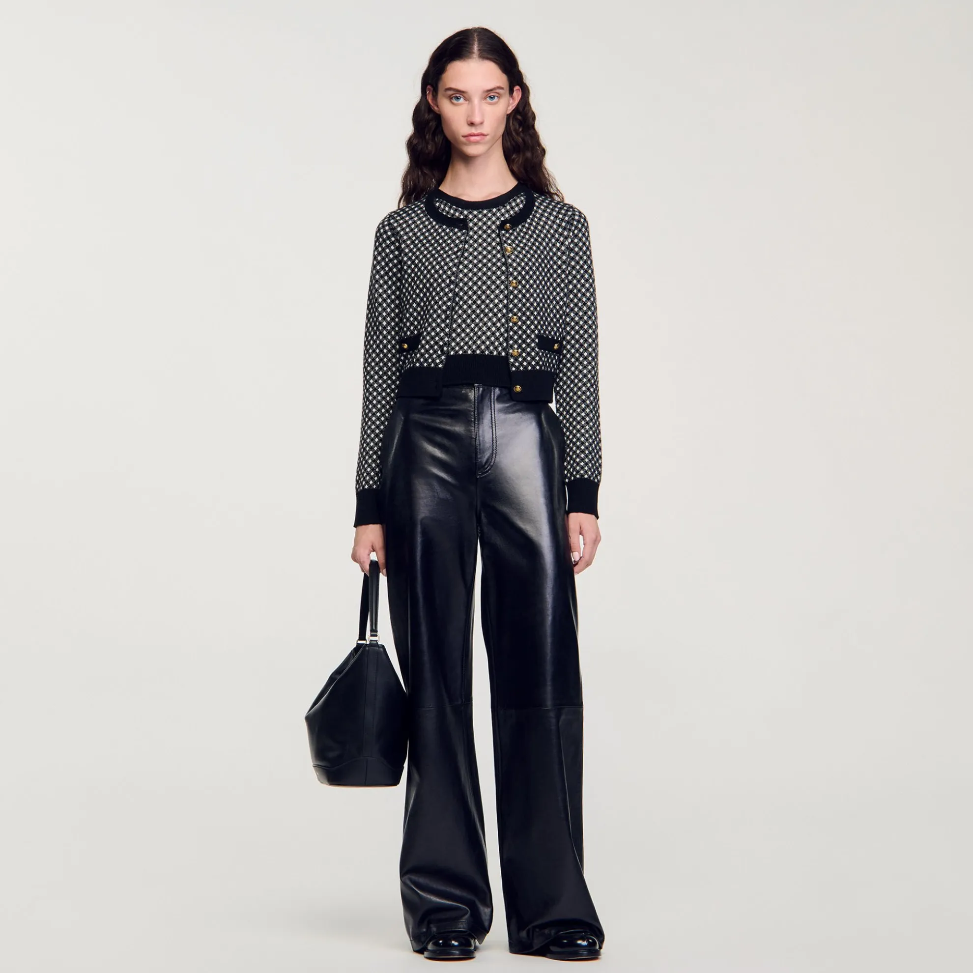 Cardigan Vest Geruit Jacquard