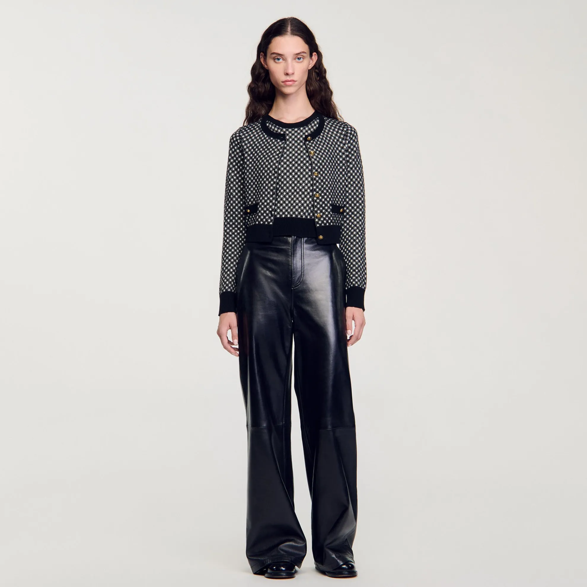 Cardigan Vest Geruit Jacquard