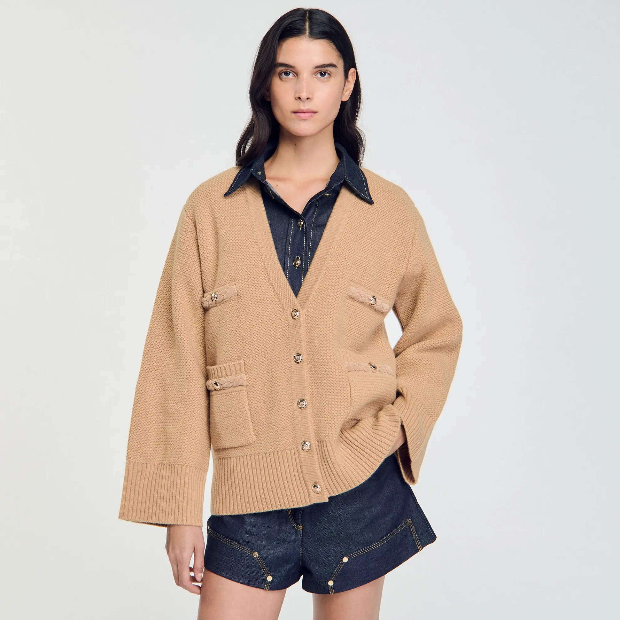 Cardigan Vest Lang Wol