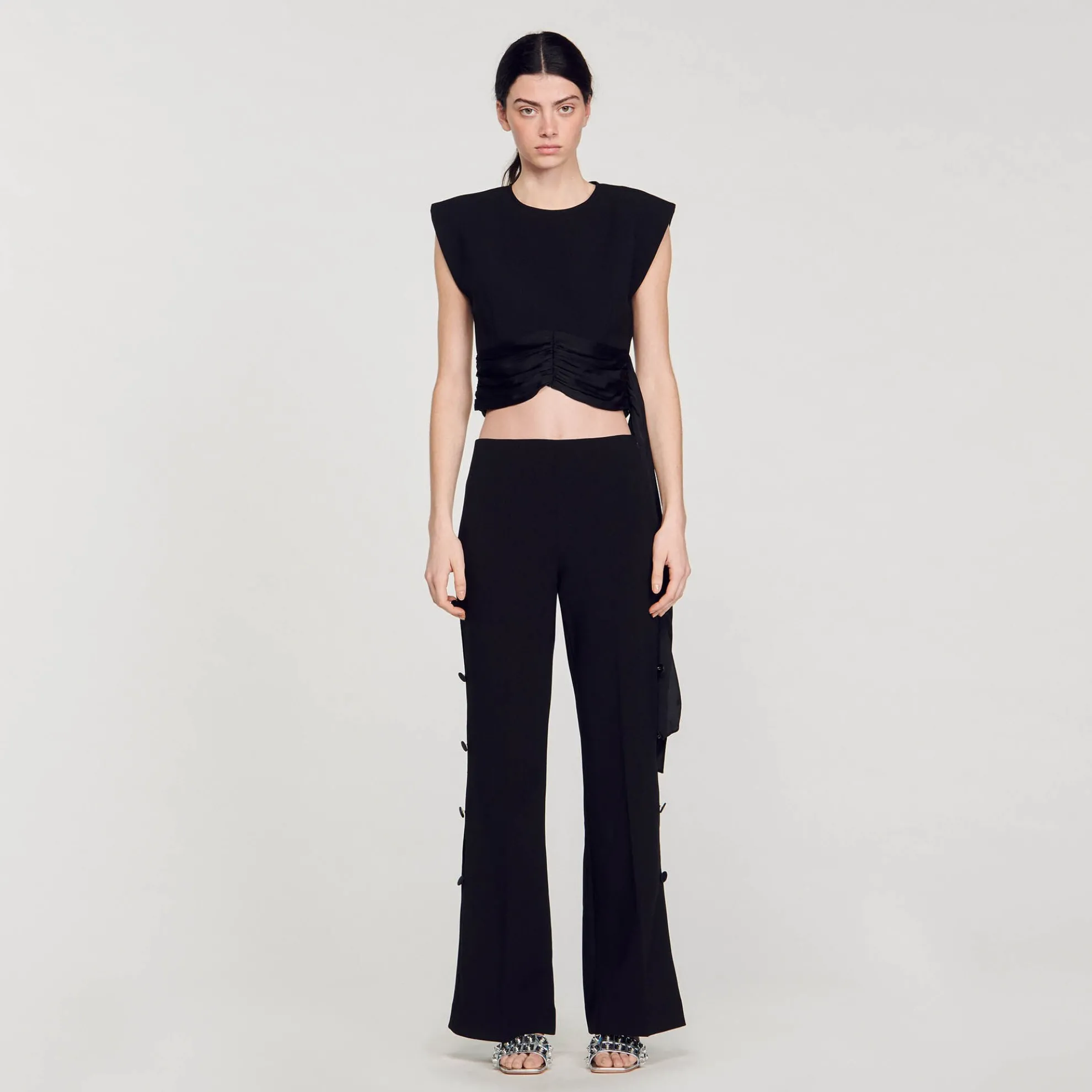 Flared Broek Met Opengewerkte Zijkanten