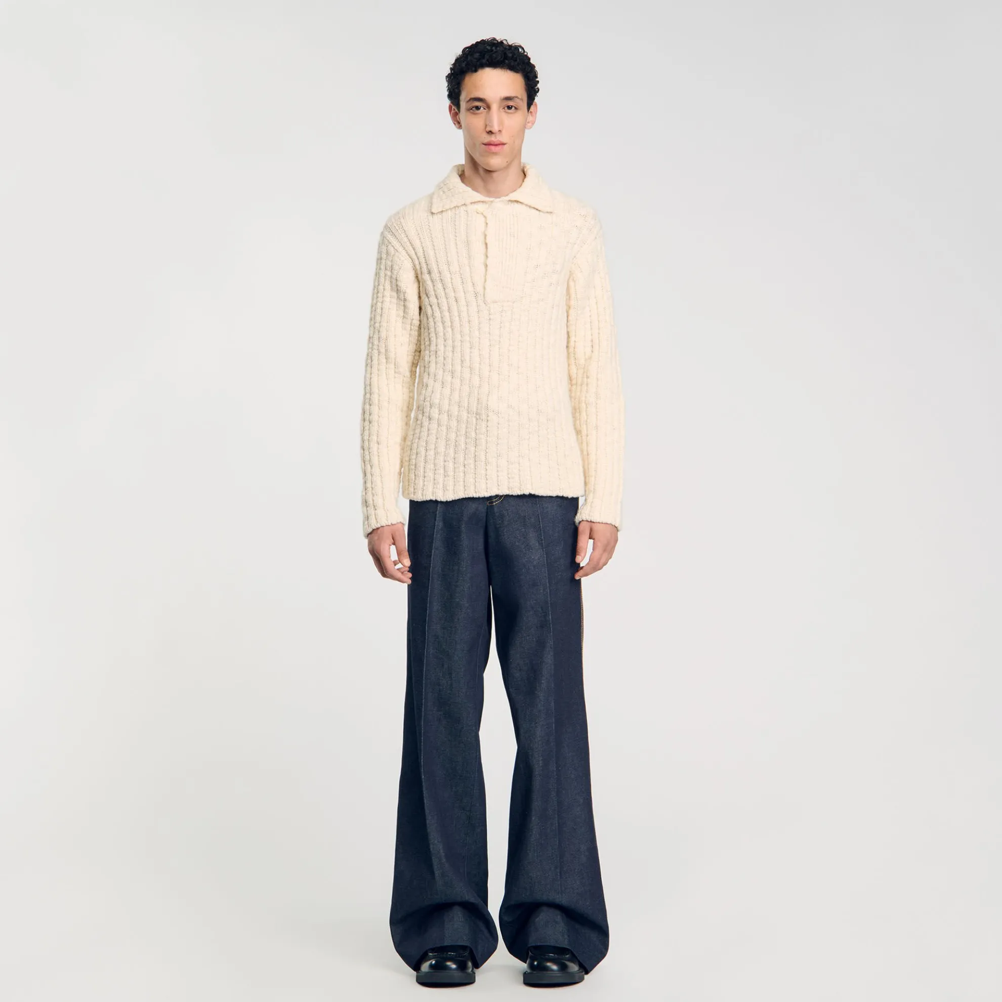 Gebreide Dikke Trui V-vormige Polokraag