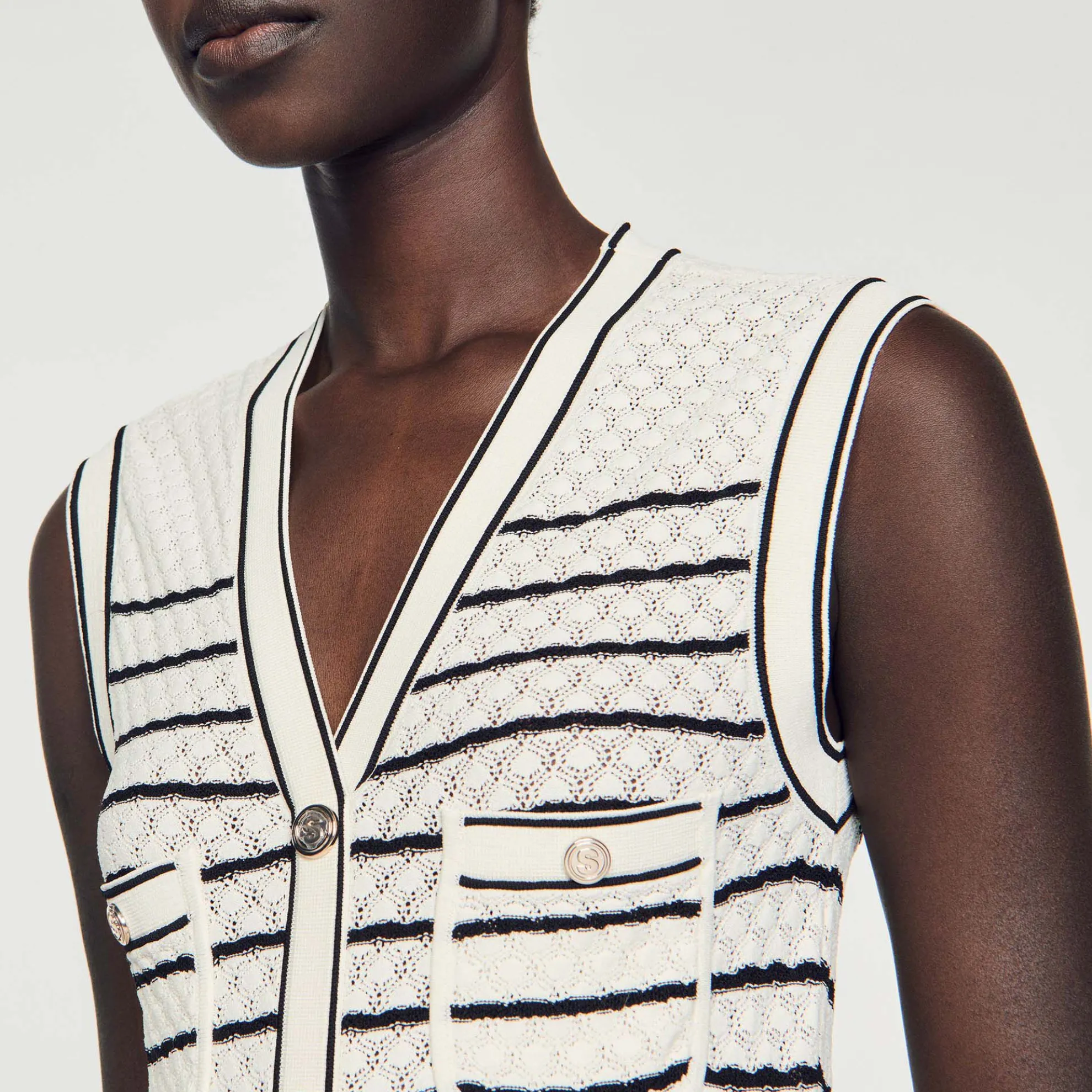 Gebreide Gestreepte Midi Jurk