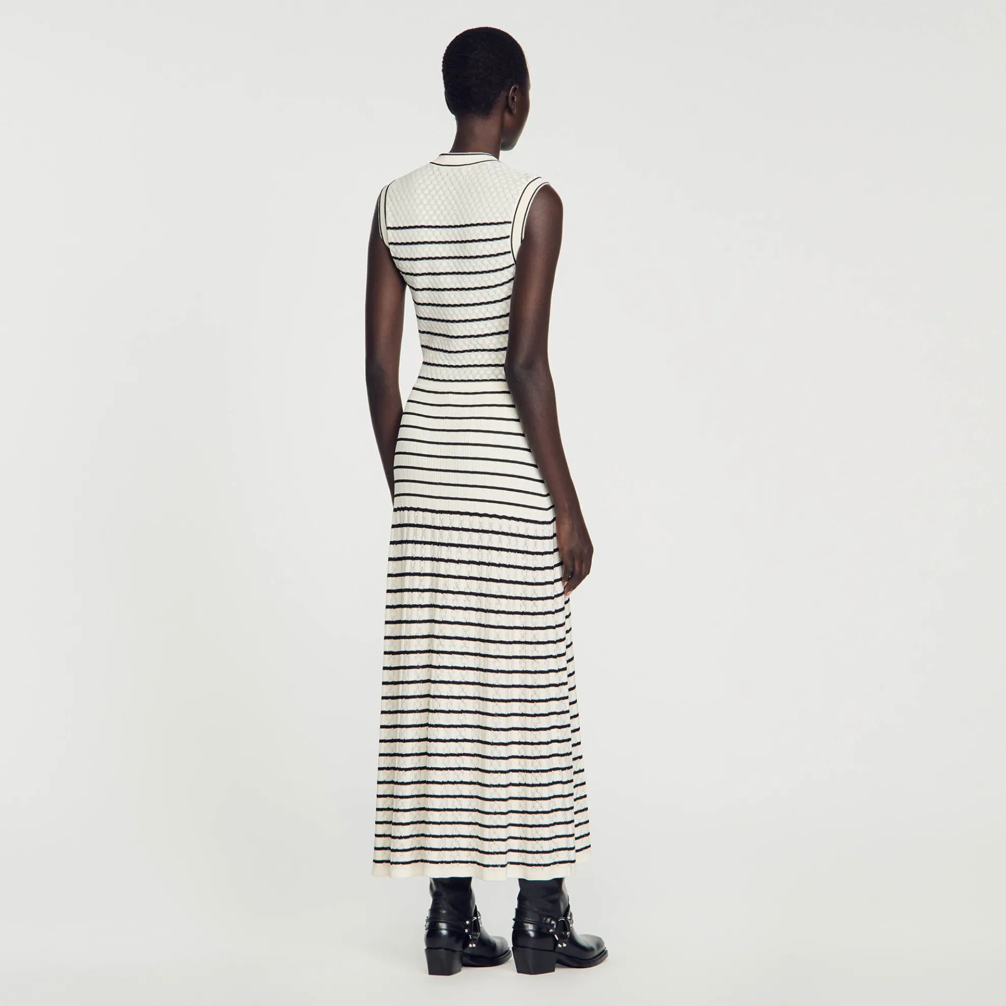 Gebreide Gestreepte Midi Jurk