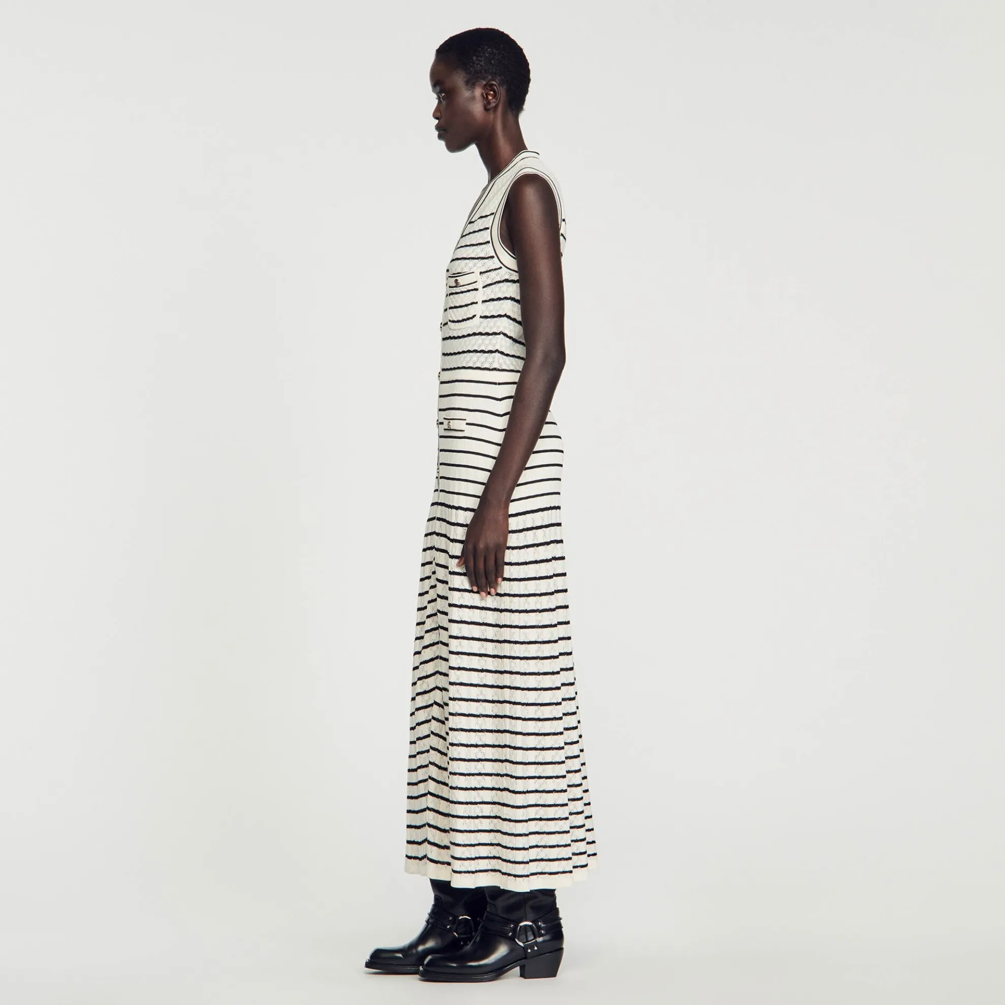 Gebreide Gestreepte Midi Jurk