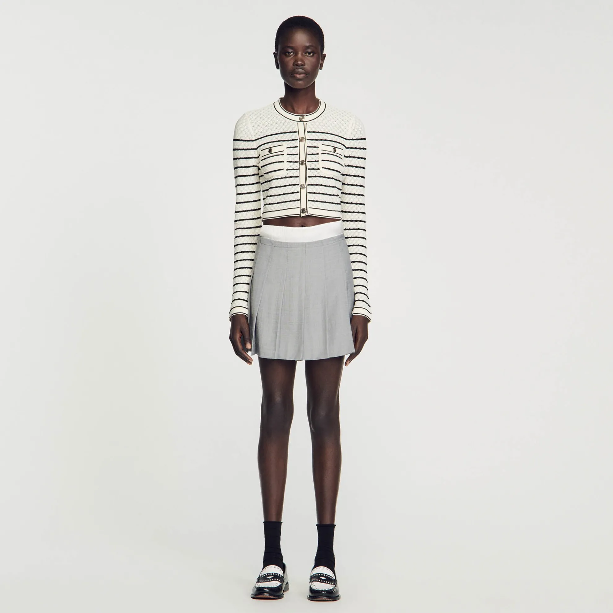 Gestreepte Korte Cardicoat