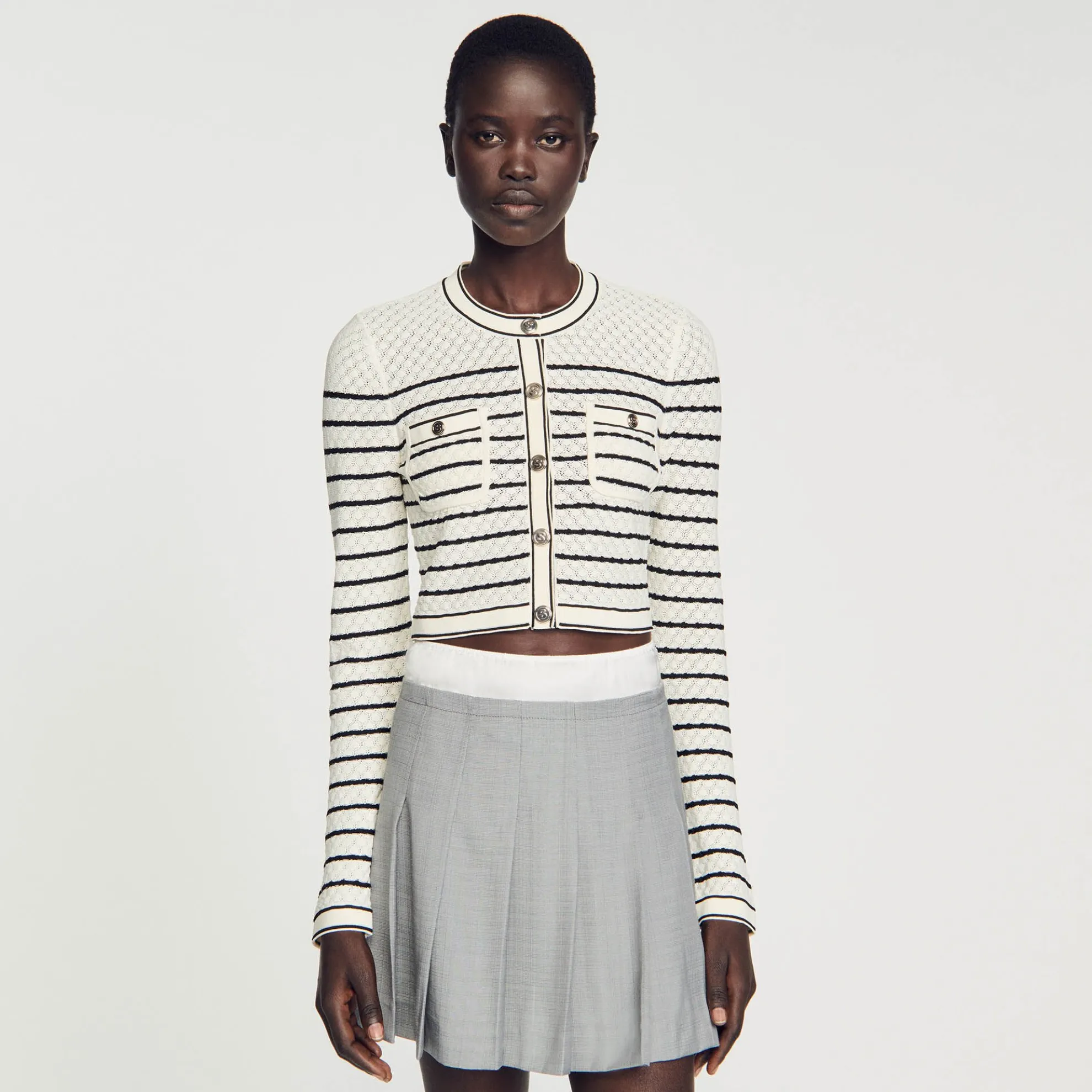 Gestreepte Korte Cardicoat