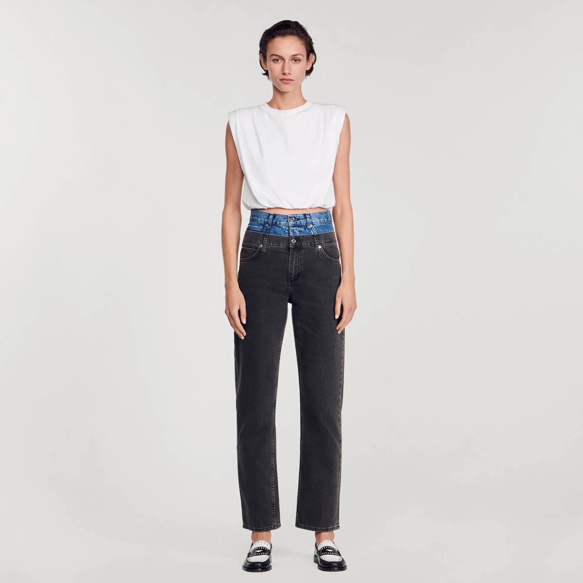 Jeans Met Dubbele Tweekleurige Riem