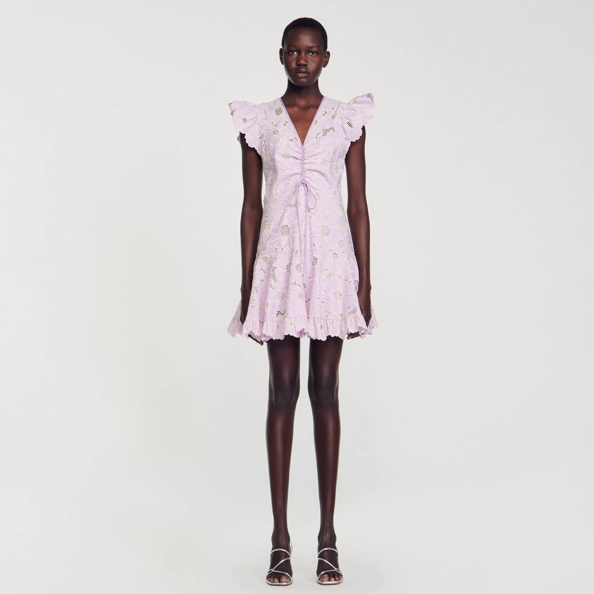 Jurk Kort Guipure Kant Madeliefjes