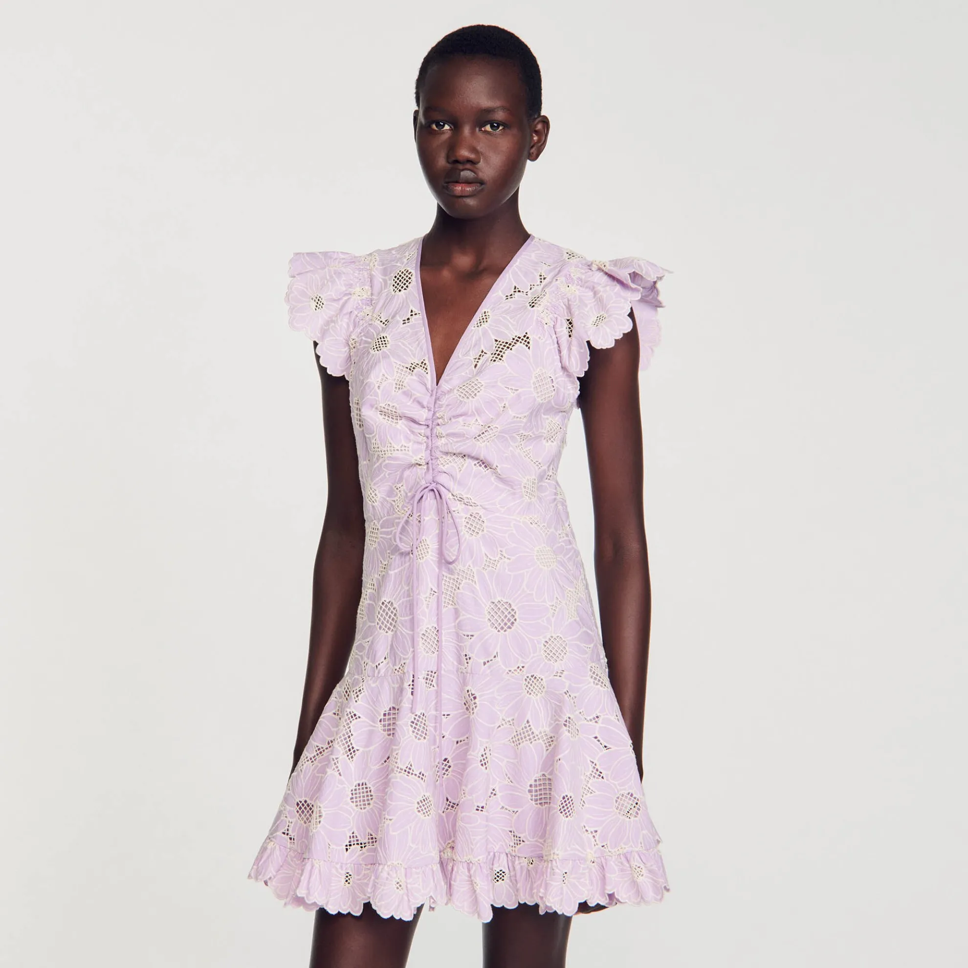 Jurk Kort Guipure Kant Madeliefjes