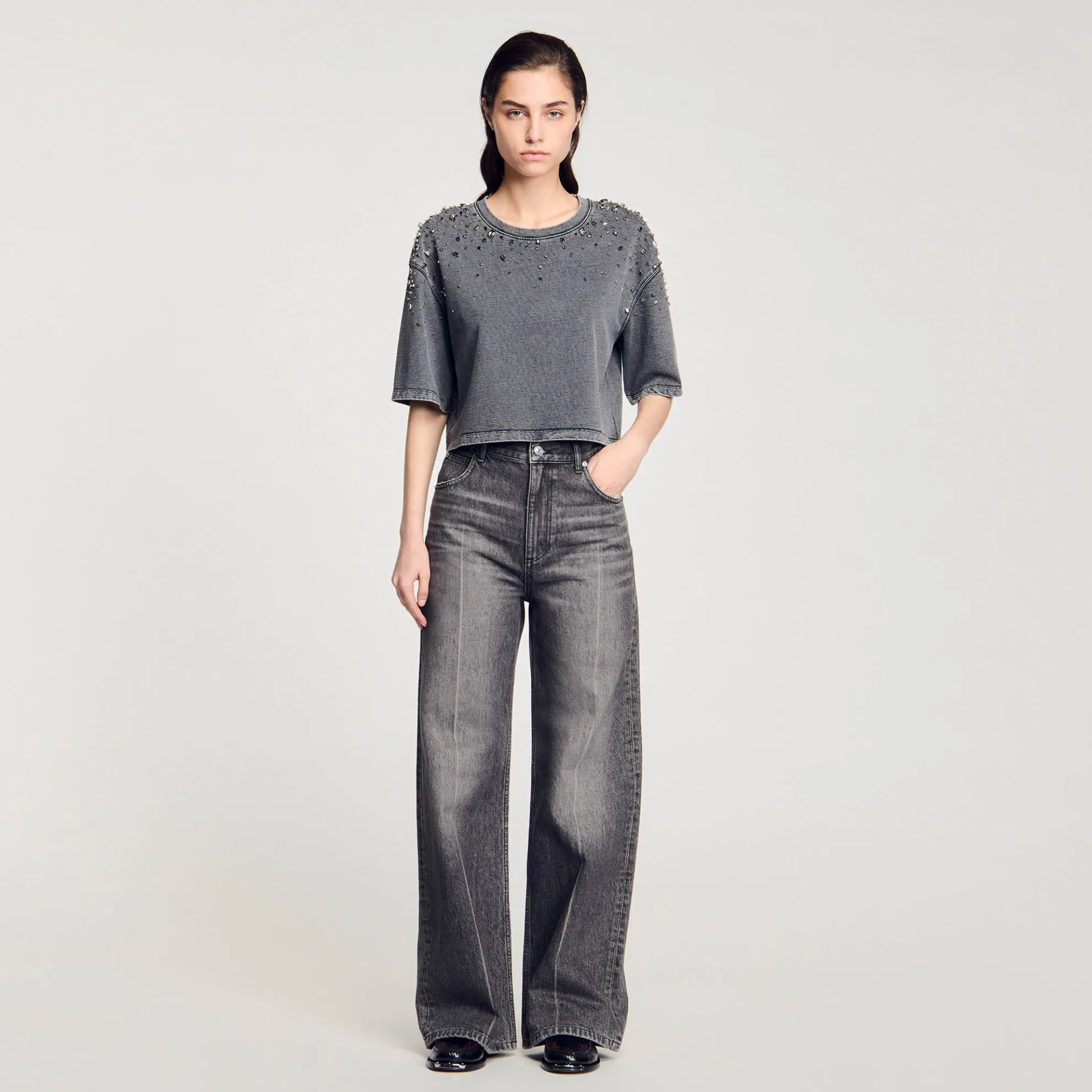 Kort T-shirt Met Stras