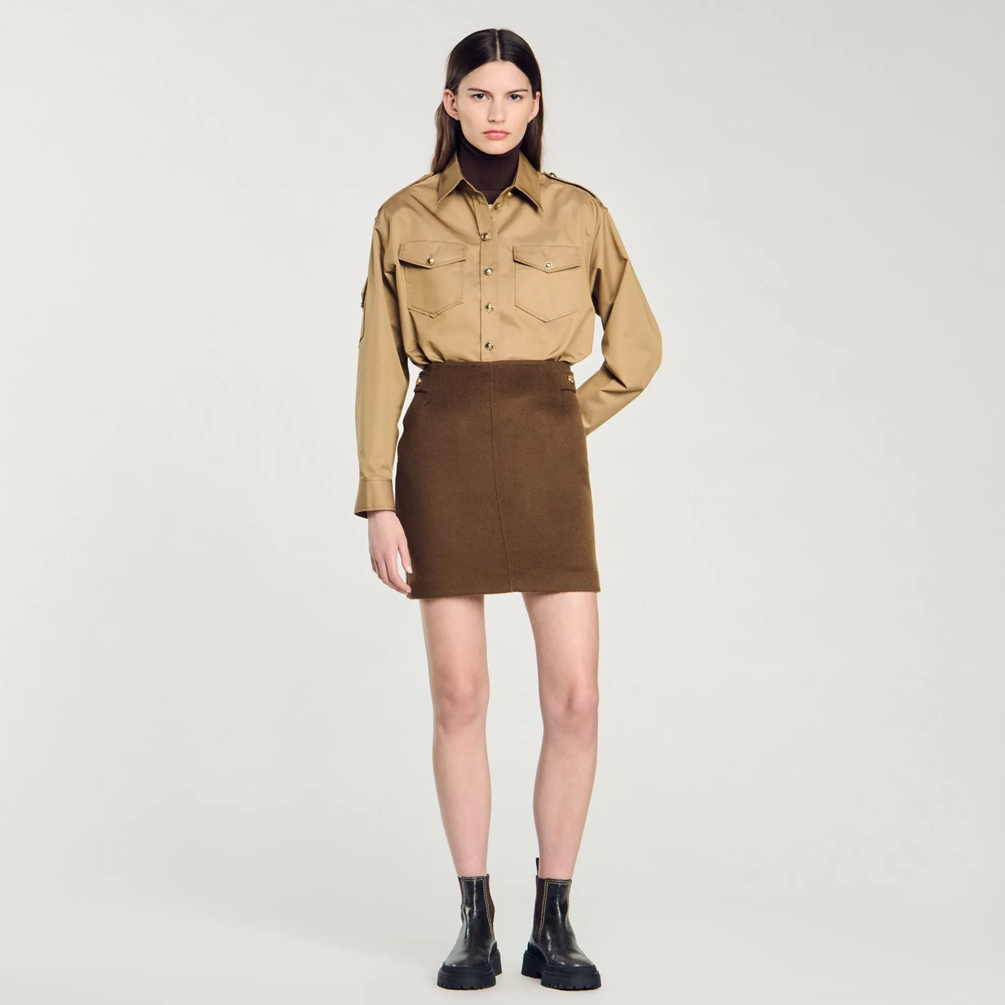 Korte Dubbelzijdige Wollen Rok