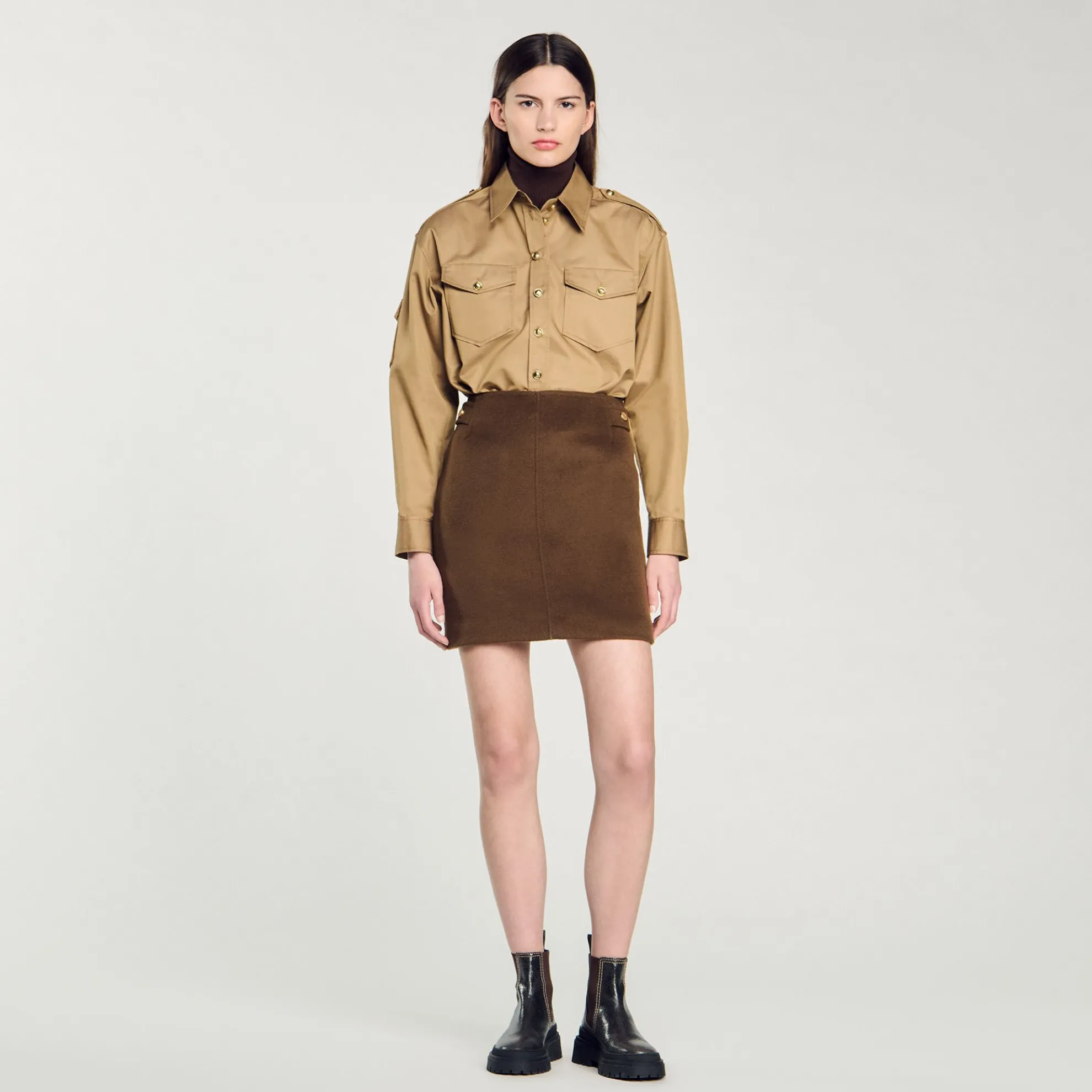 Korte Dubbelzijdige Wollen Rok