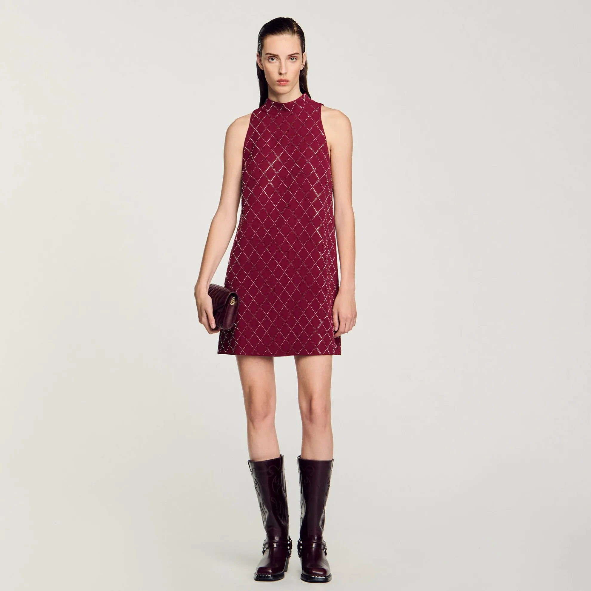 Korte Jurk Met Studs Ruitvorm