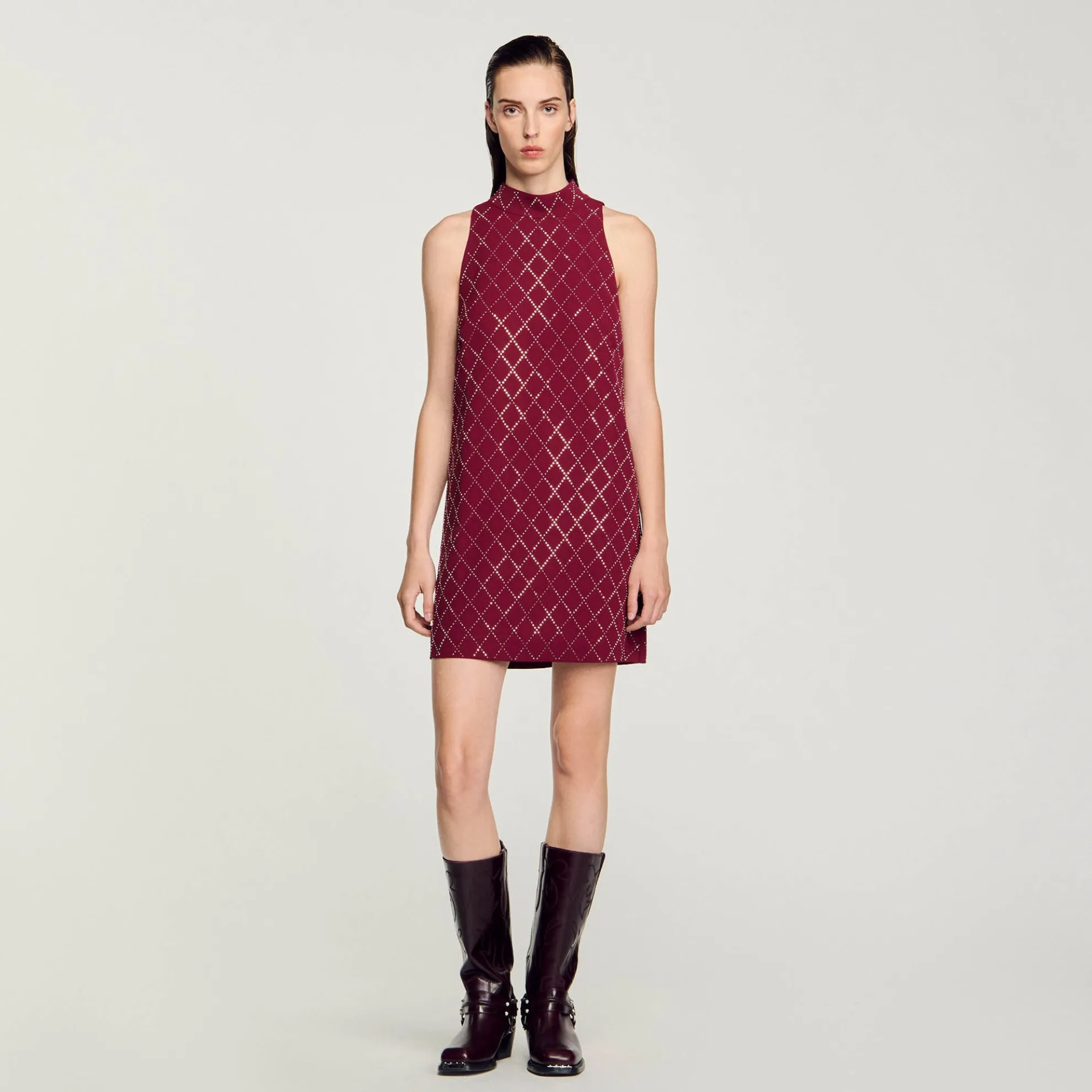 Korte Jurk Met Studs Ruitvorm