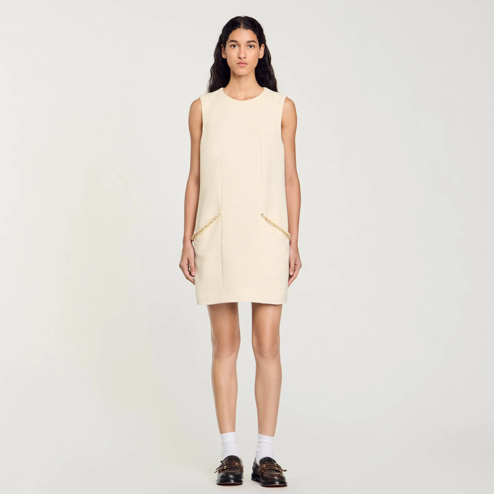 Korte Jurk Van Tweed Met Stras