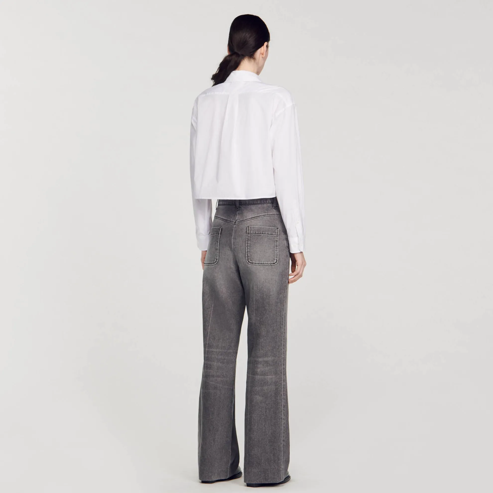 Korte Overhemdblouse Van Popeline Stof