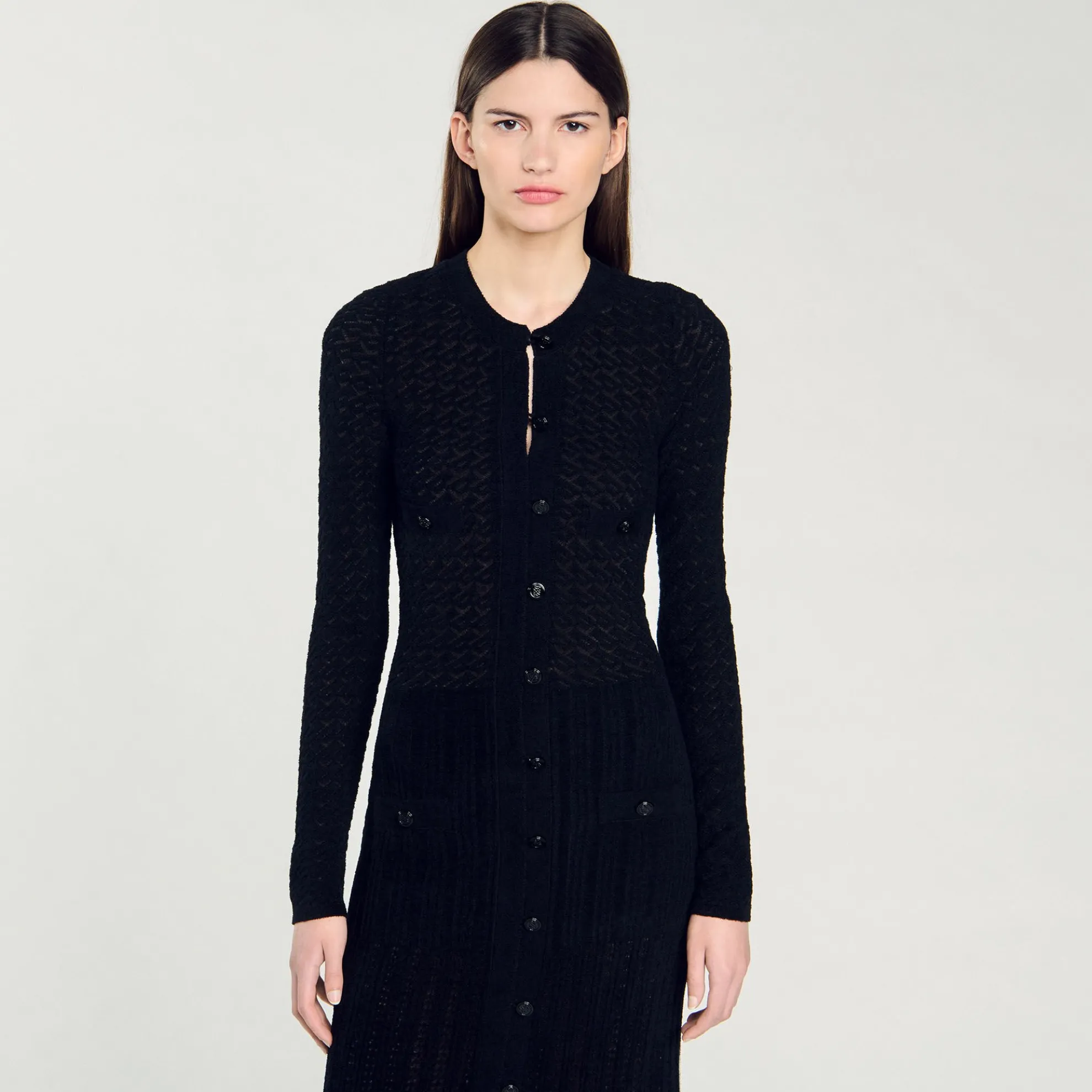 Lange Gebreide Jurk Met Fluweeleffect