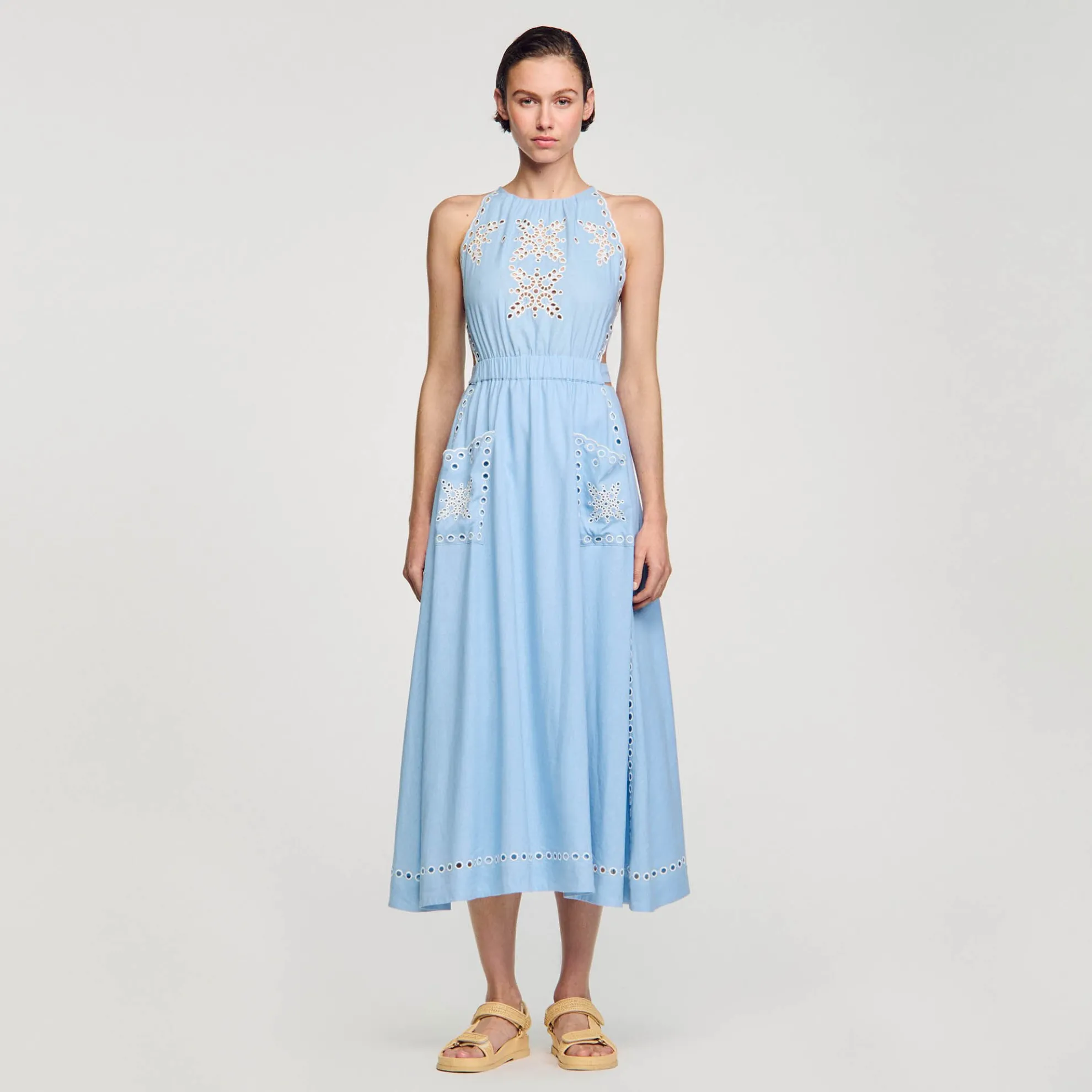 Lange Jurk Met Broderie Anglaise