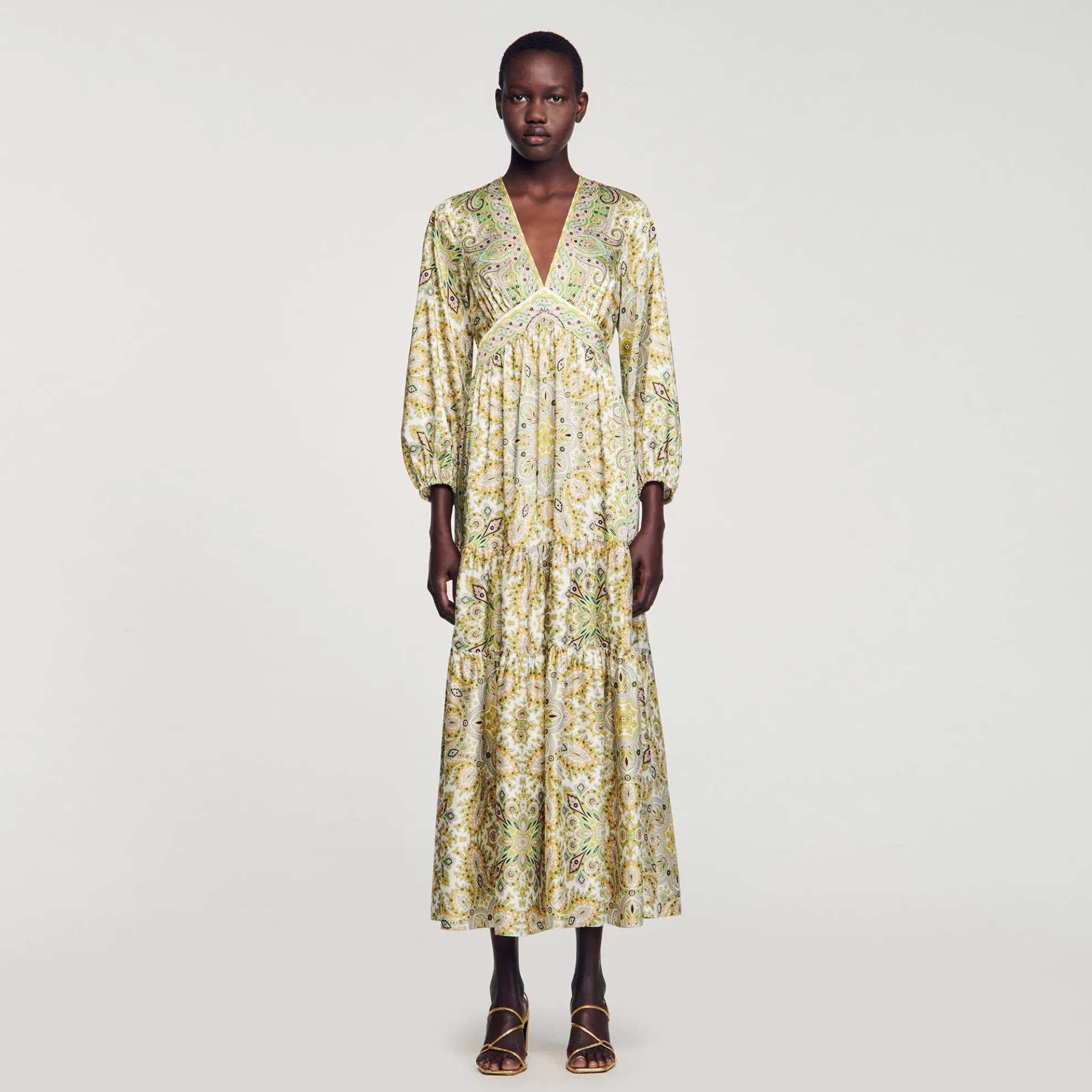 Lange Jurk Met Sjaalprint