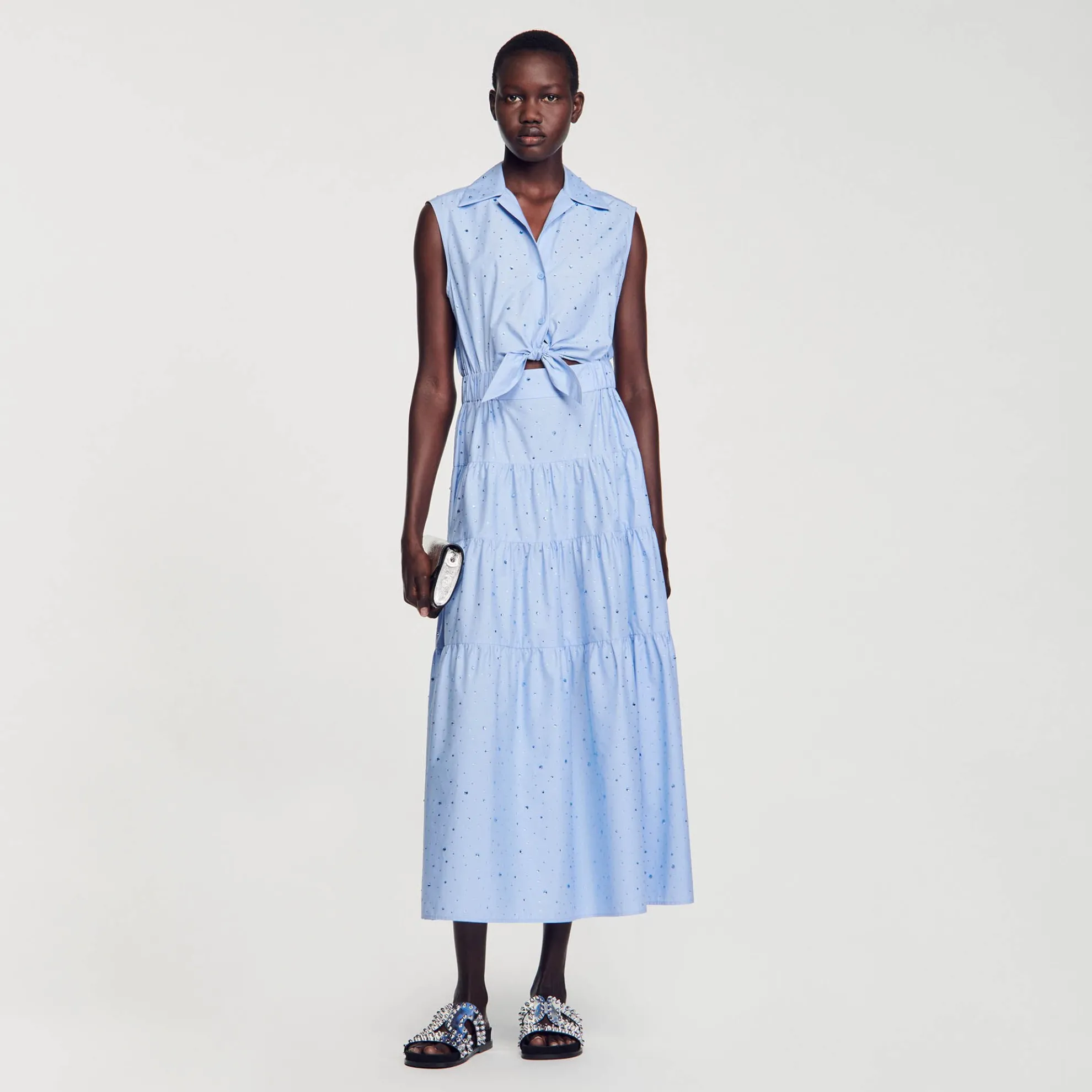 Lange Jurk Striksluiting Met Stras