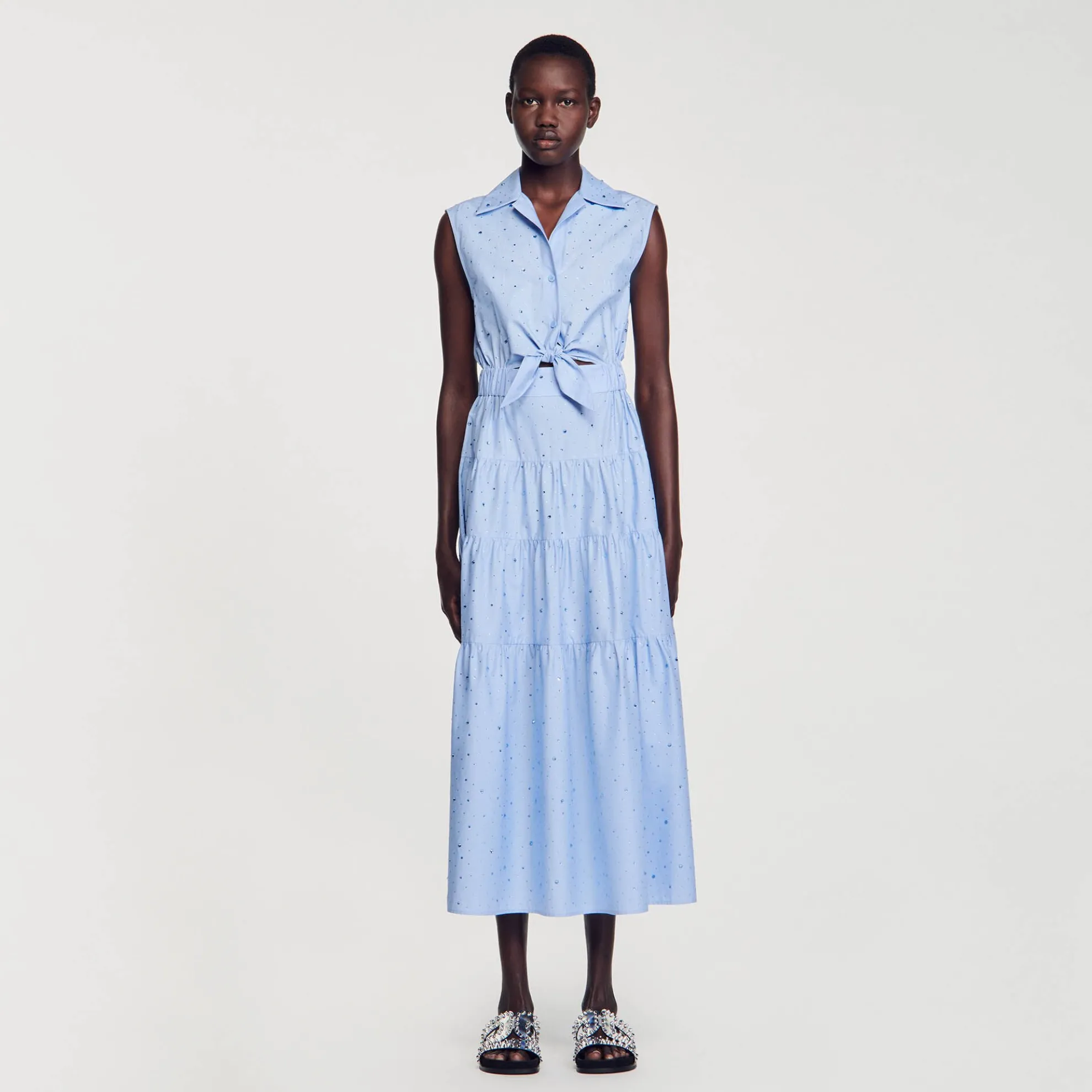 Lange Jurk Striksluiting Met Stras