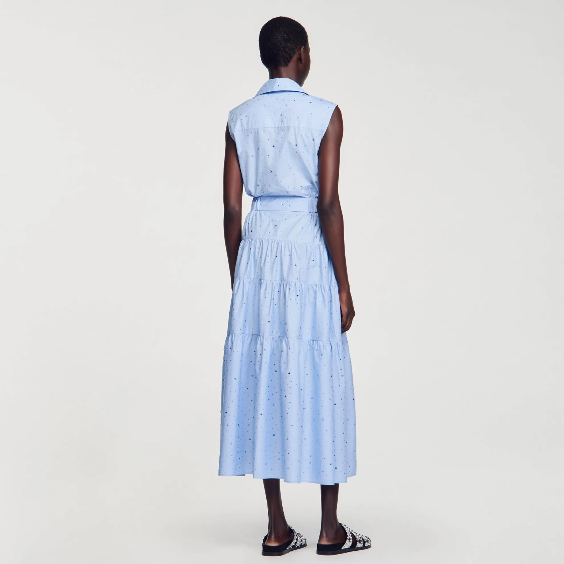 Lange Jurk Striksluiting Met Stras