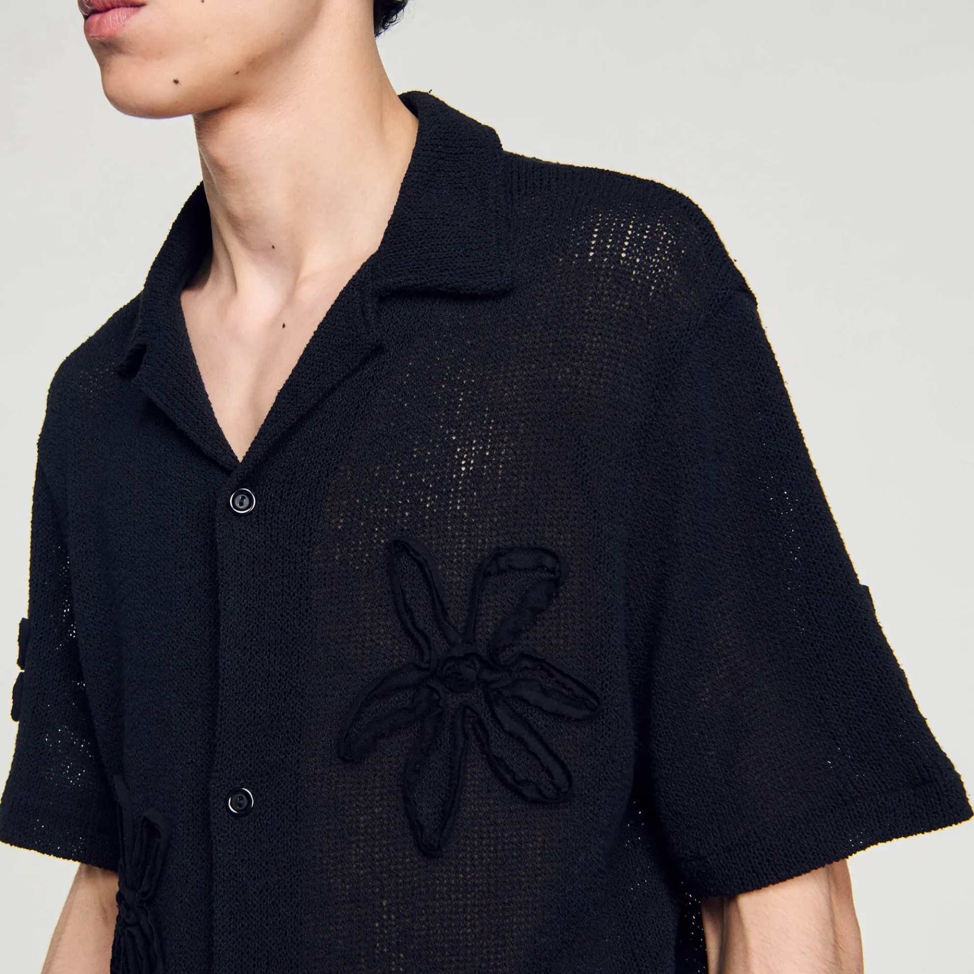 Overhemd Gebreid Met Bloemmotief