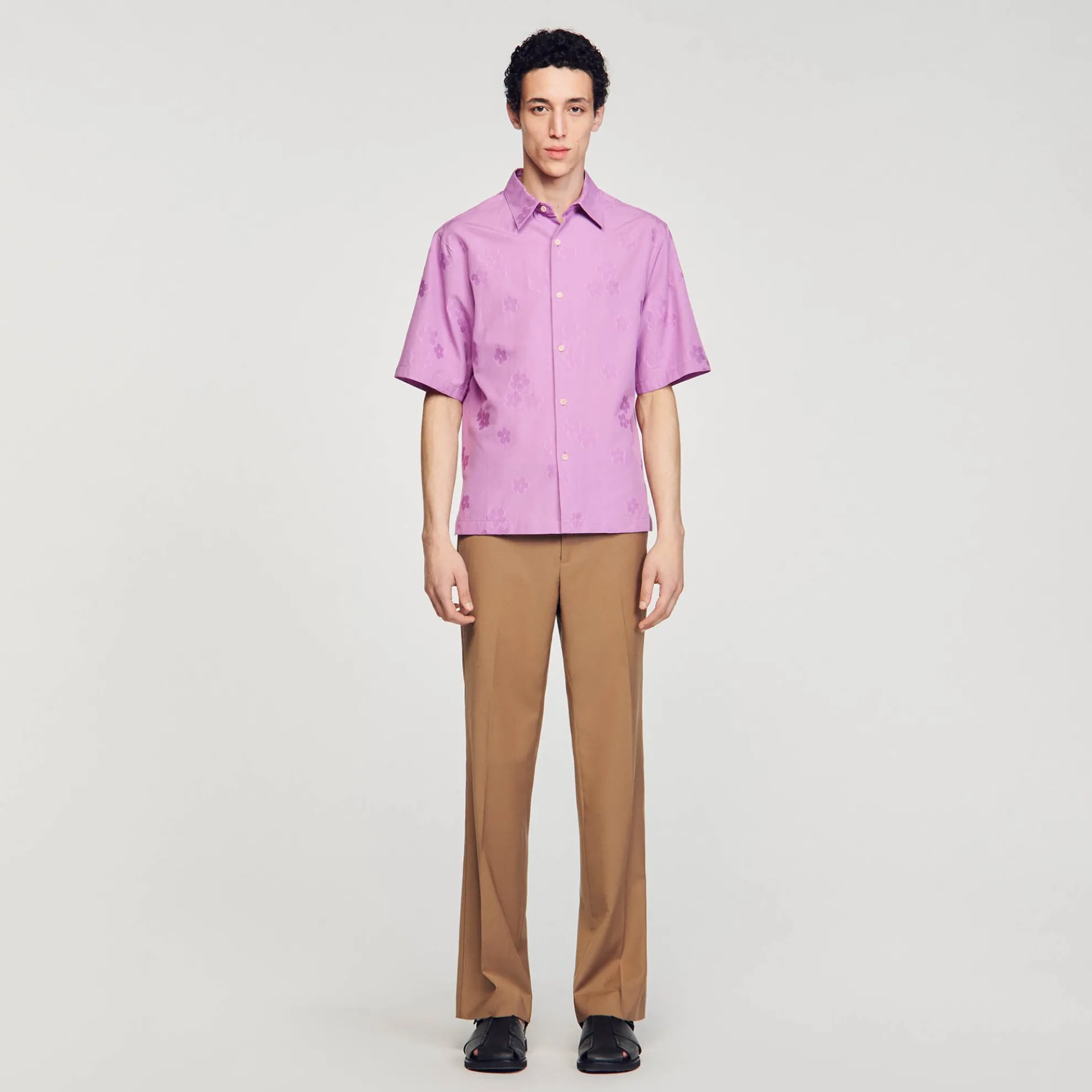 Overhemd Oversized Jacquard Bloemmotief