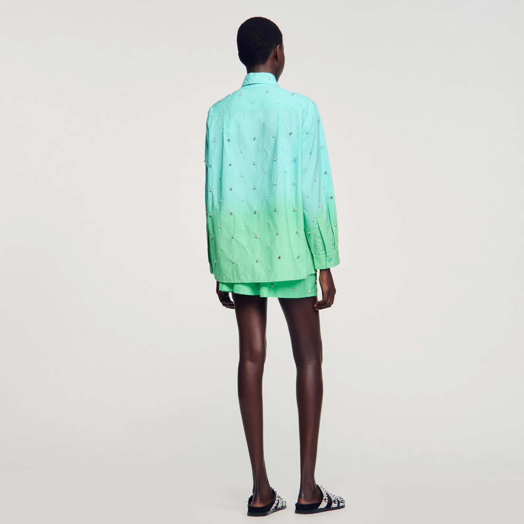 Overhemdblouse Dip Dye Met Stras