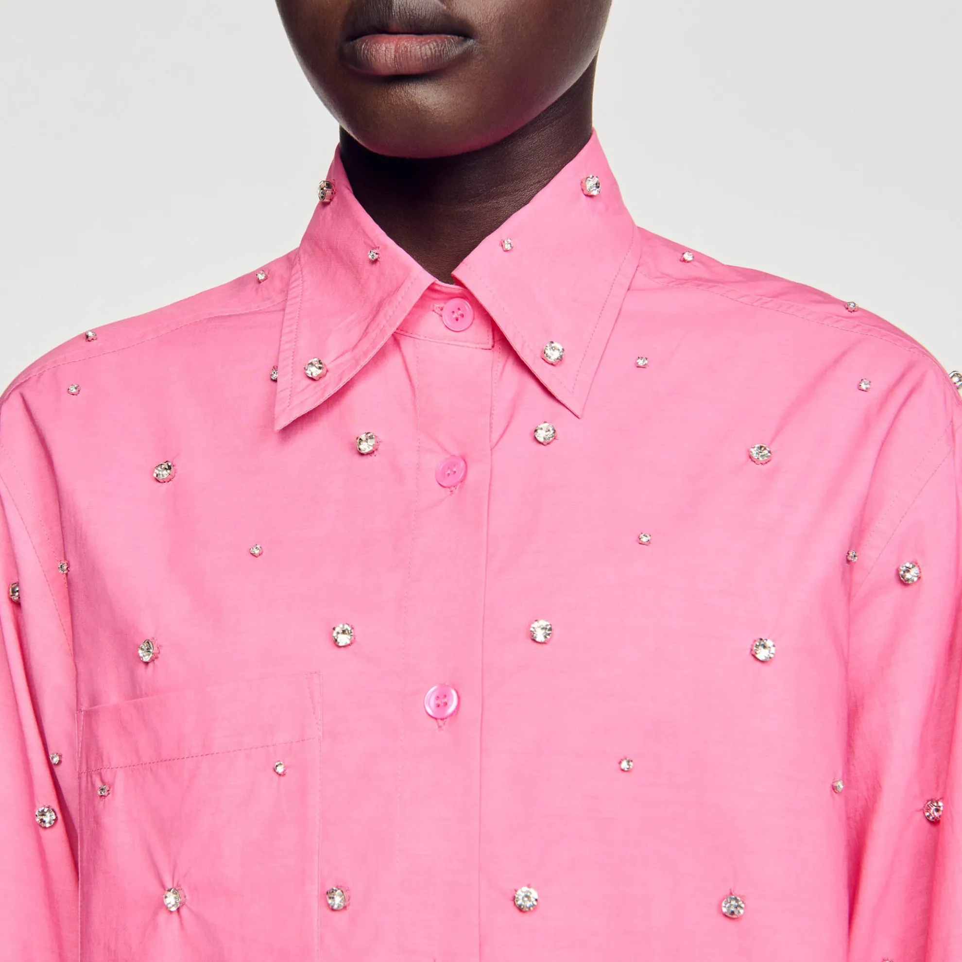 Overhemdblouse Dip Dye Met Stras