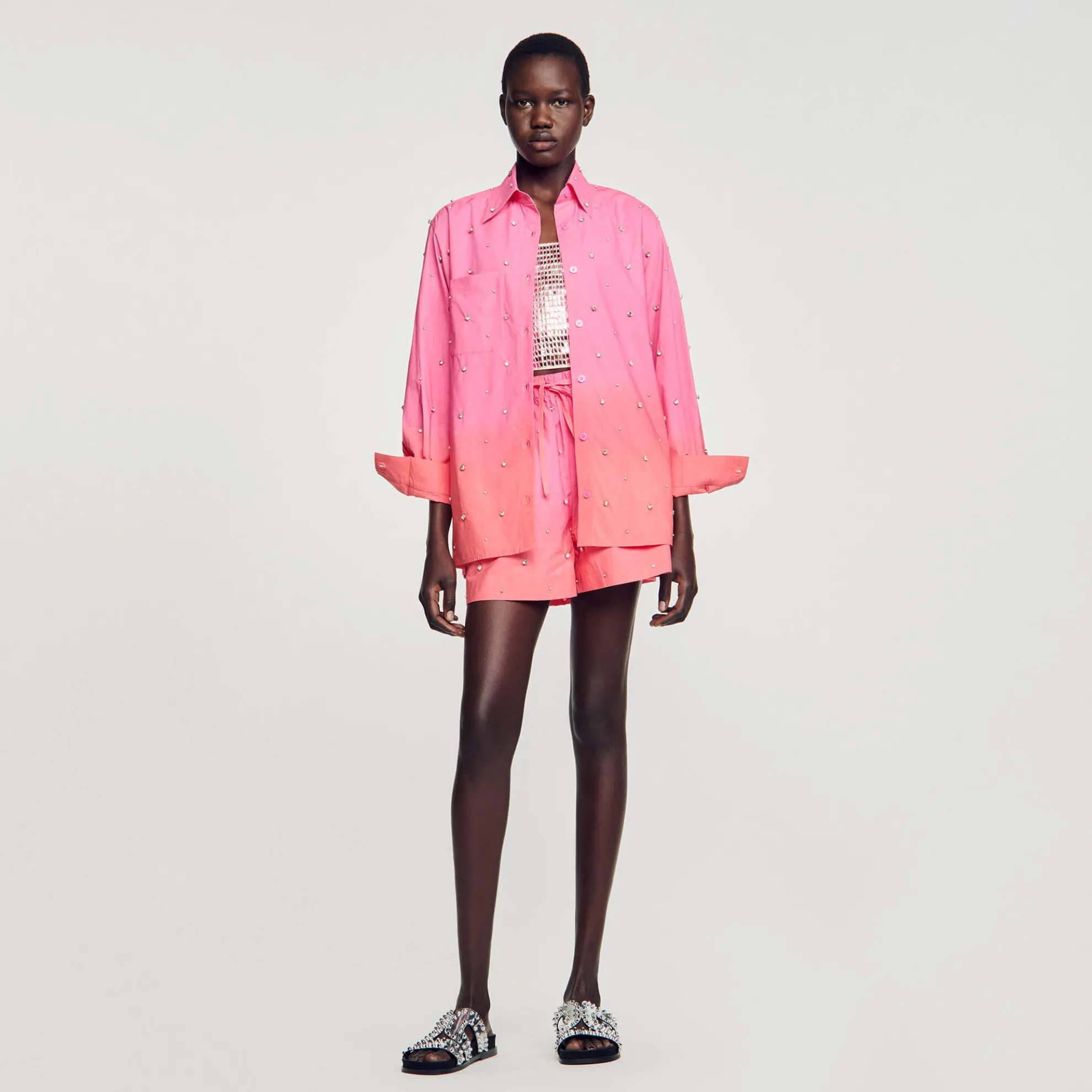 Overhemdblouse Dip Dye Met Stras