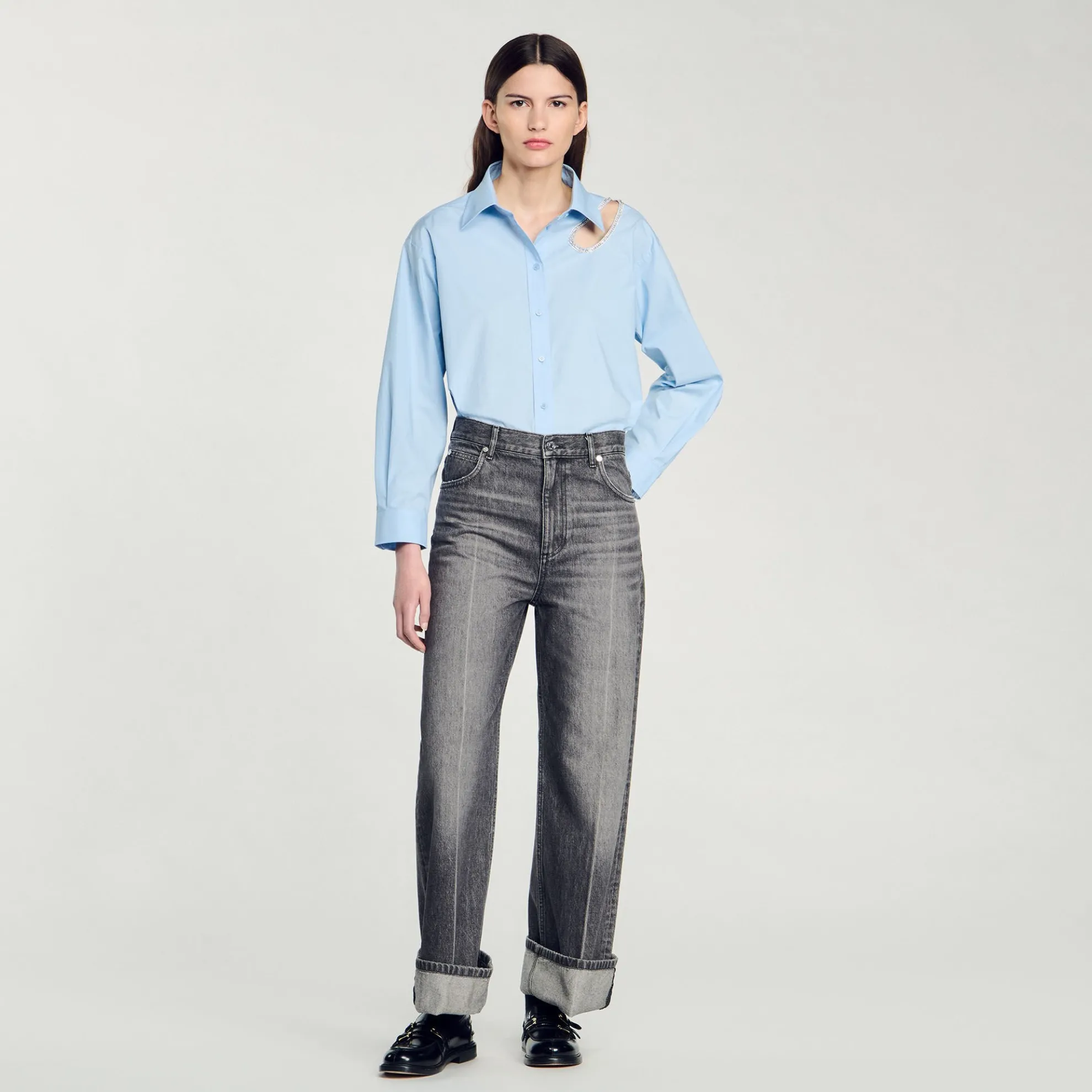 Overhemdblouse Druppelvorm Stras