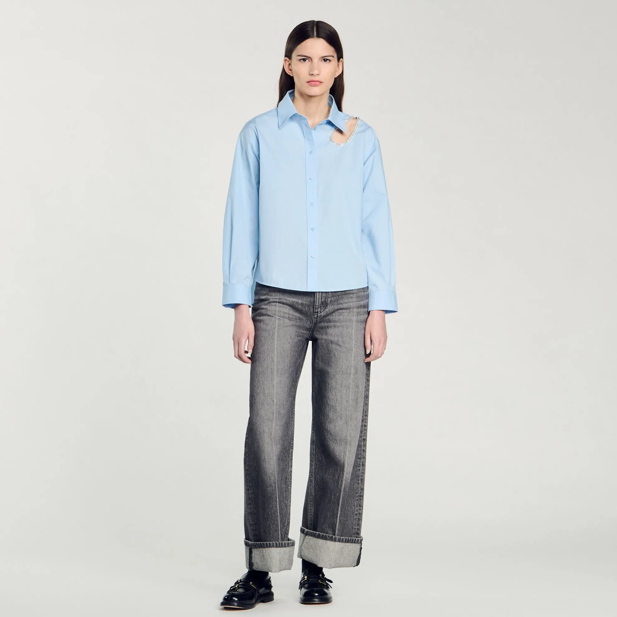 Overhemdblouse Druppelvorm Stras