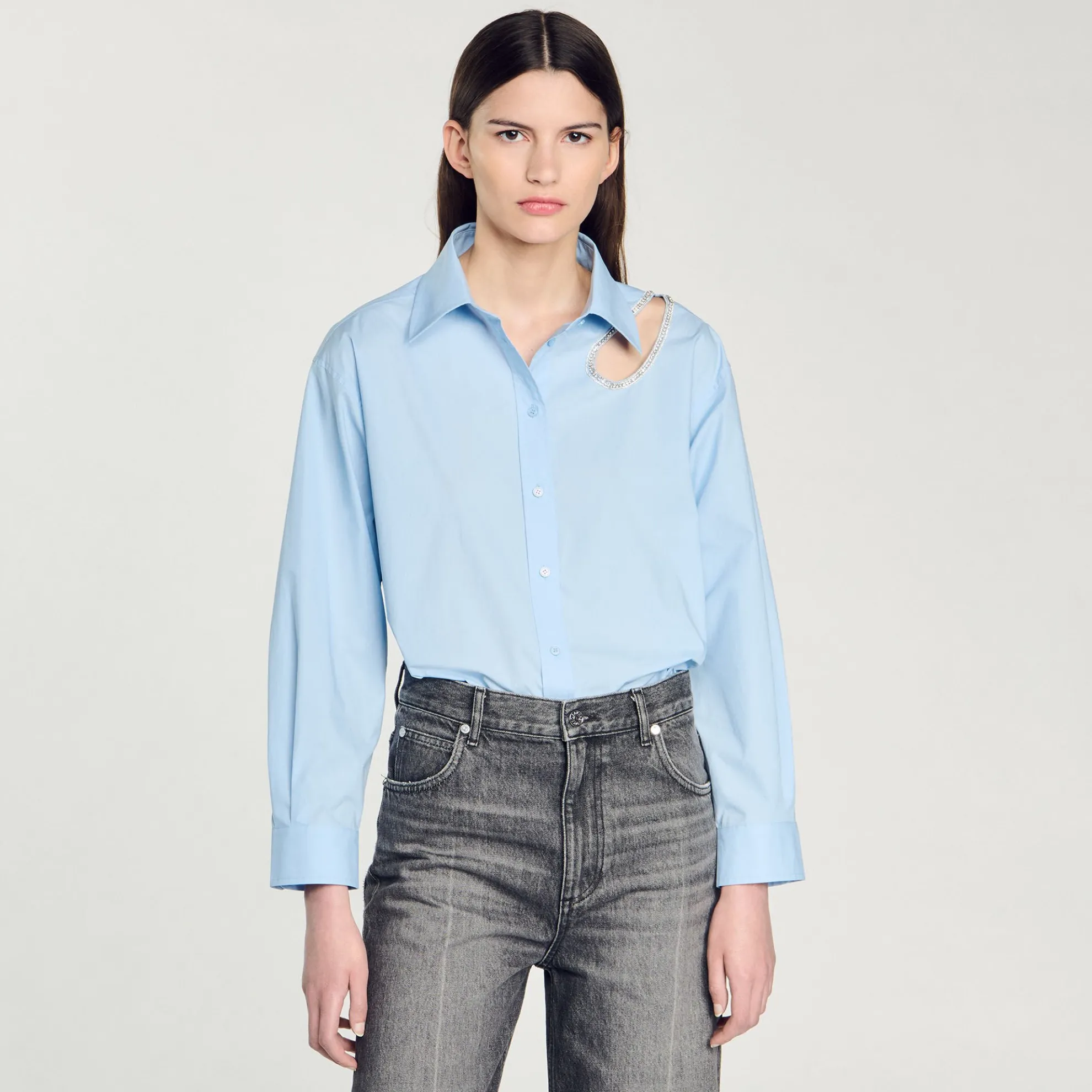 Overhemdblouse Druppelvorm Stras