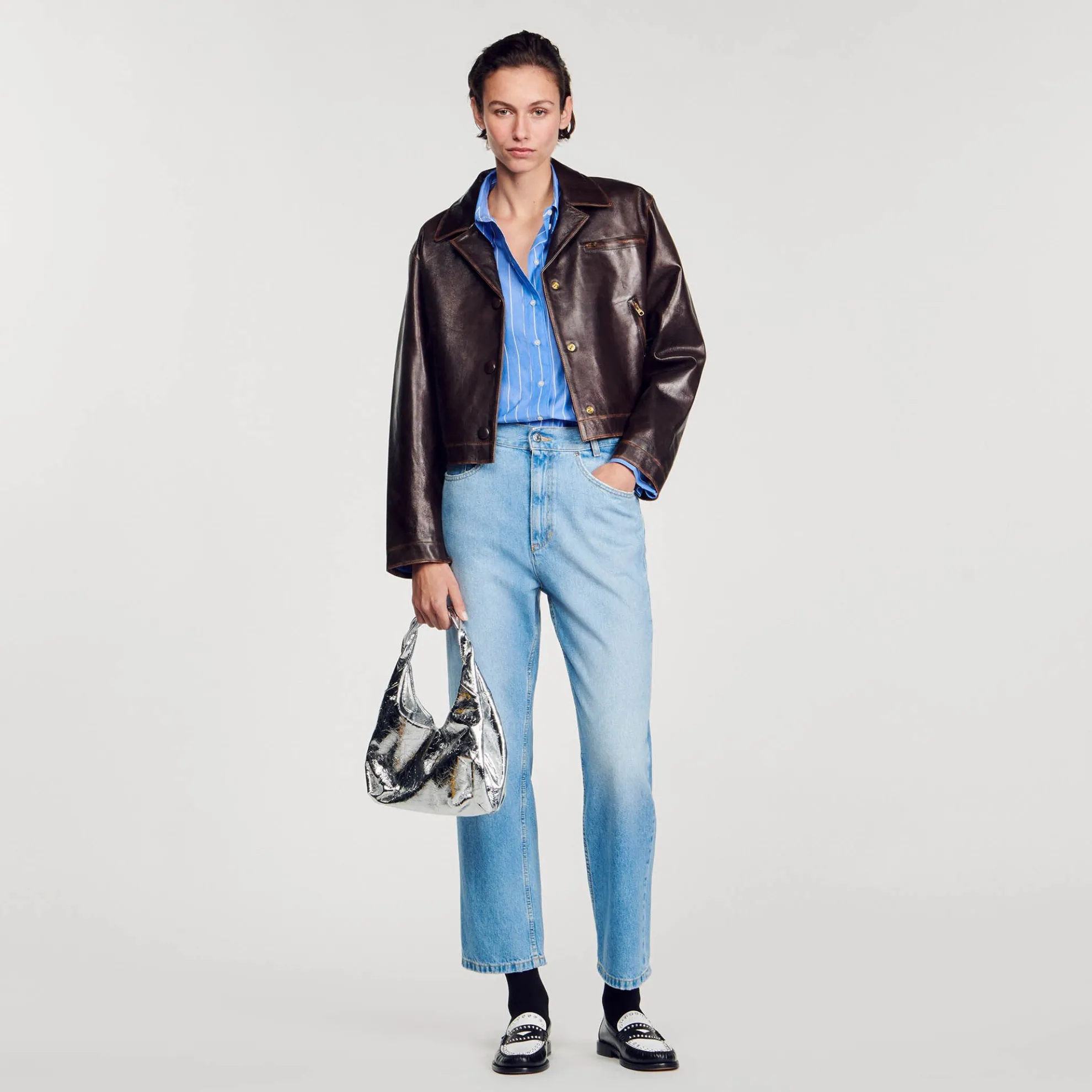 Overhemdblouse Gestreept Hart Met Stras