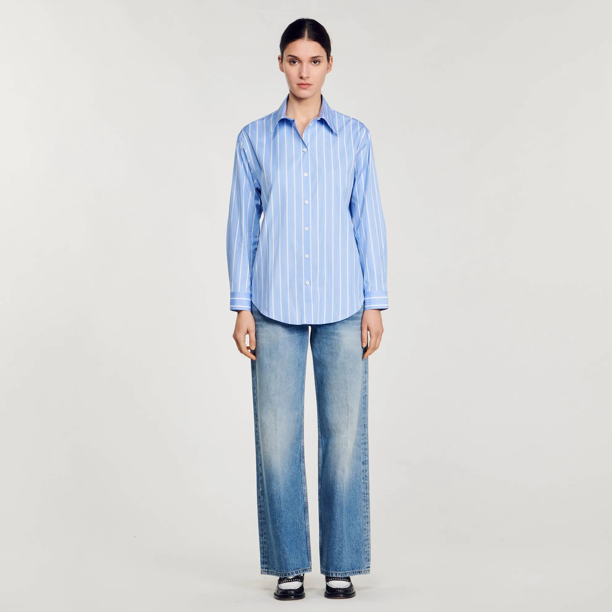 Overhemdblouse Gestreept Open Rug Kant