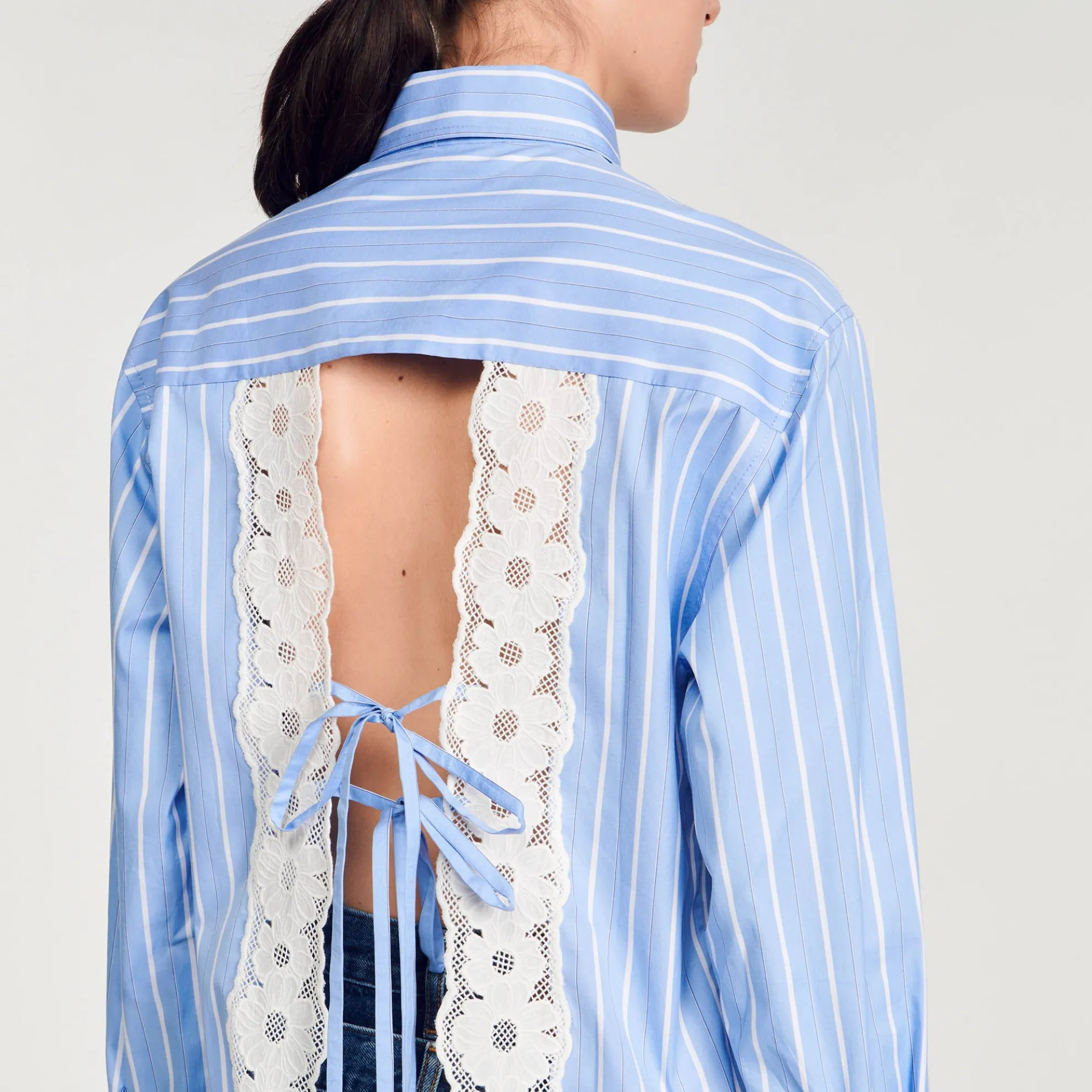 Overhemdblouse Gestreept Open Rug Kant