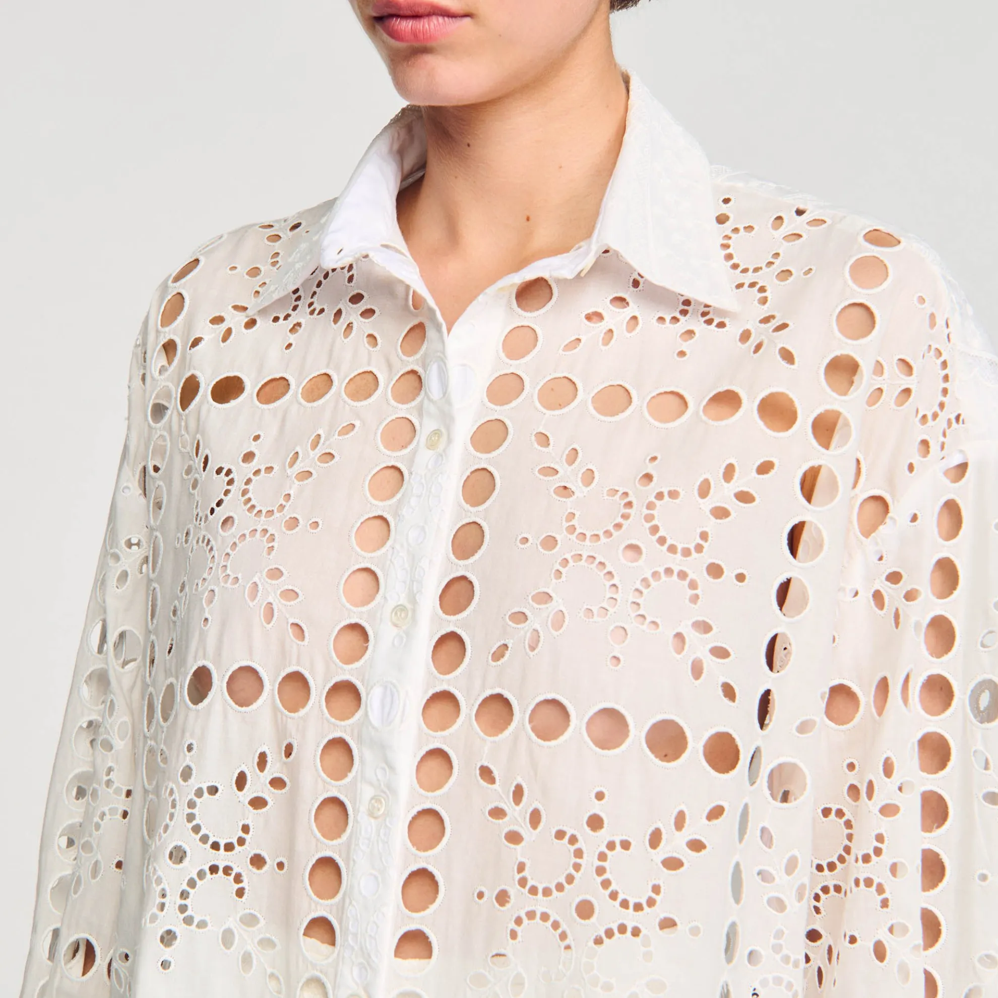 Overhemdblouse Met Engels Borduurwerk