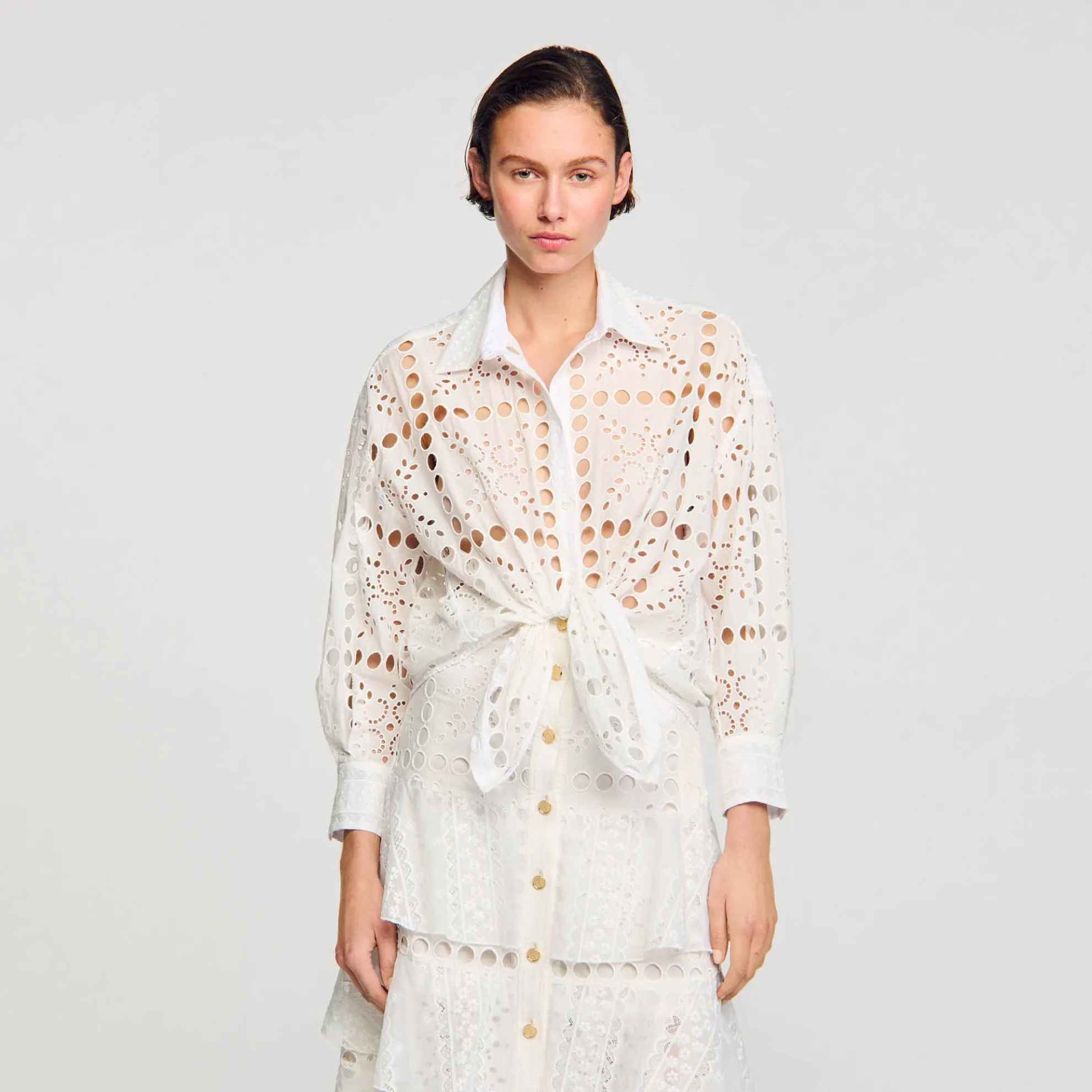 Overhemdblouse Met Engels Borduurwerk