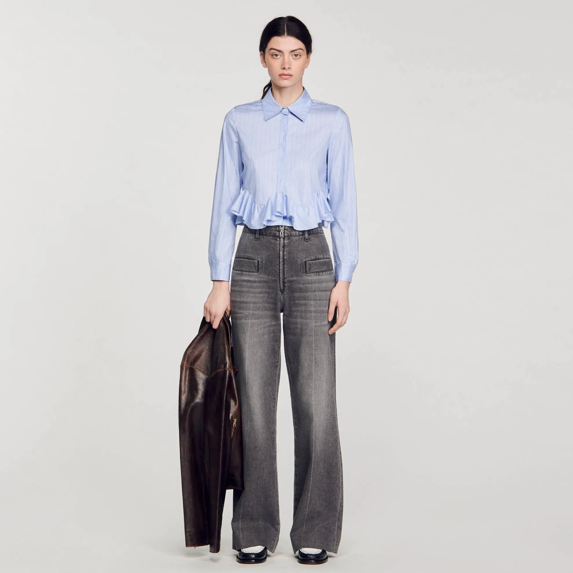 Overhemdblouse Van Gestreept Popeline