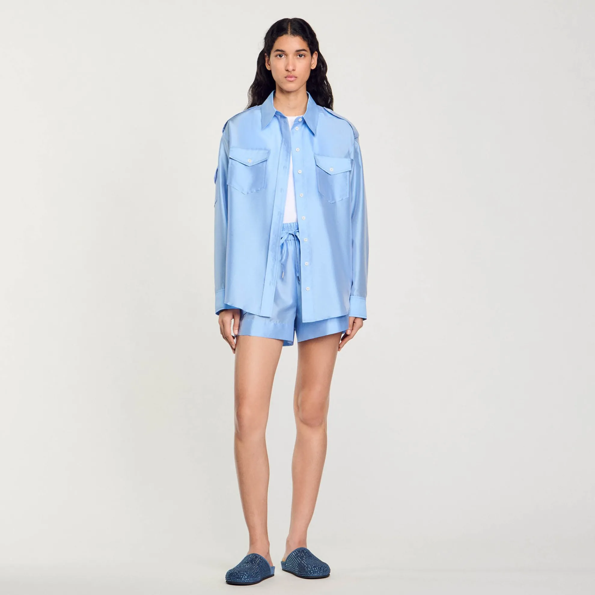 Overhemdblouse Wijd Satijn