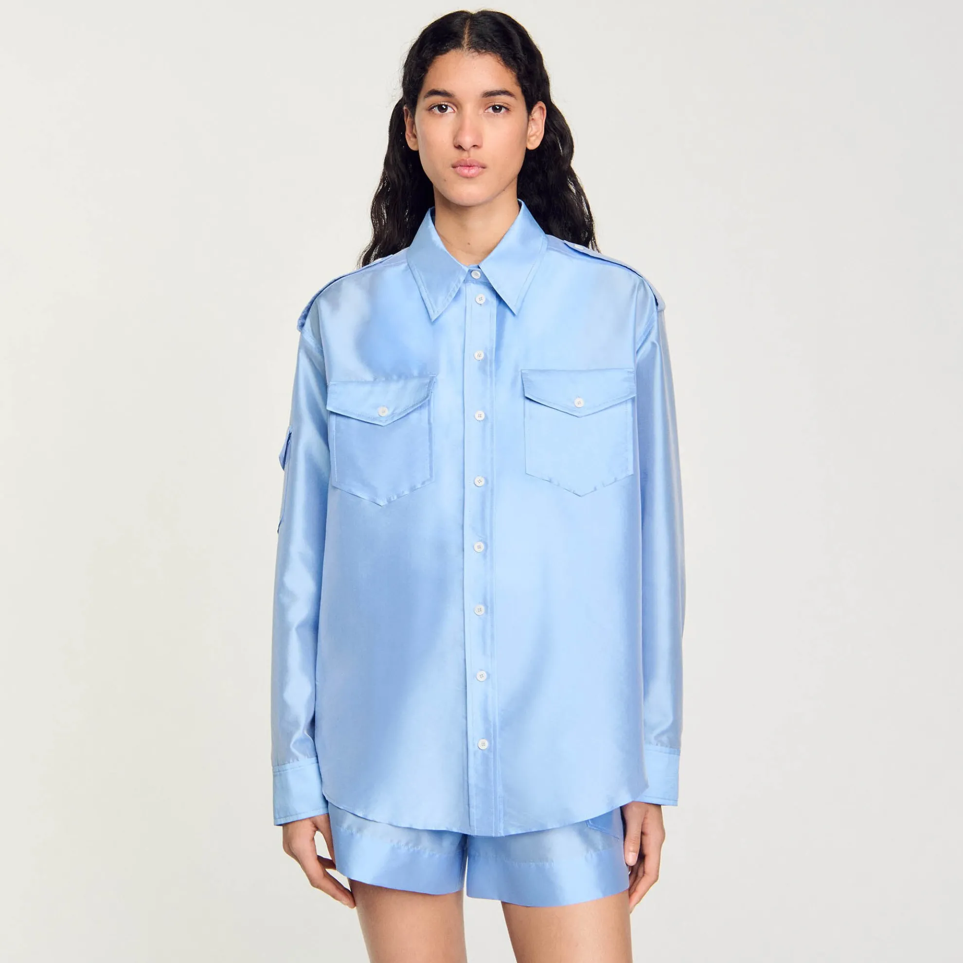 Overhemdblouse Wijd Satijn