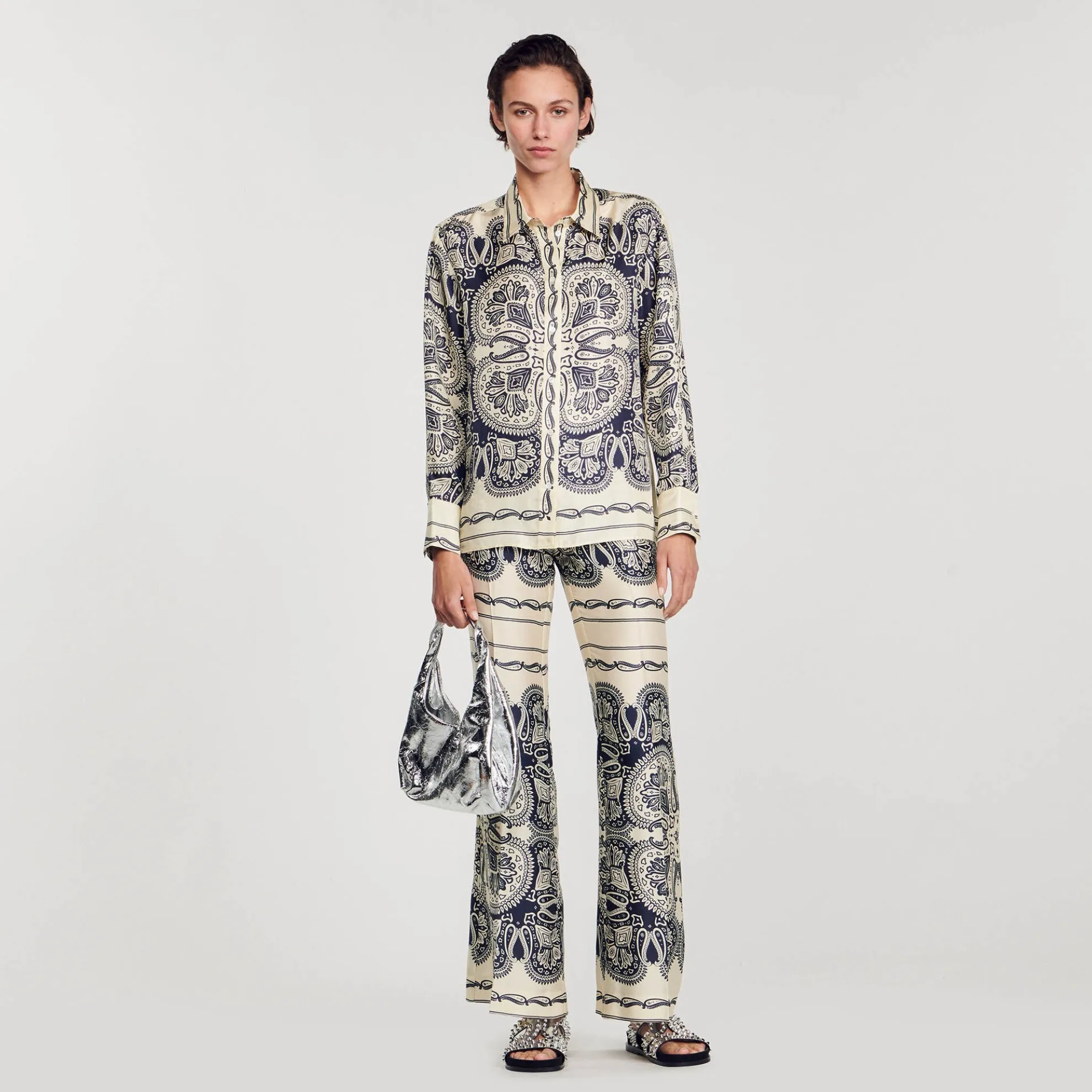 Overhemdblouse Zijde Print