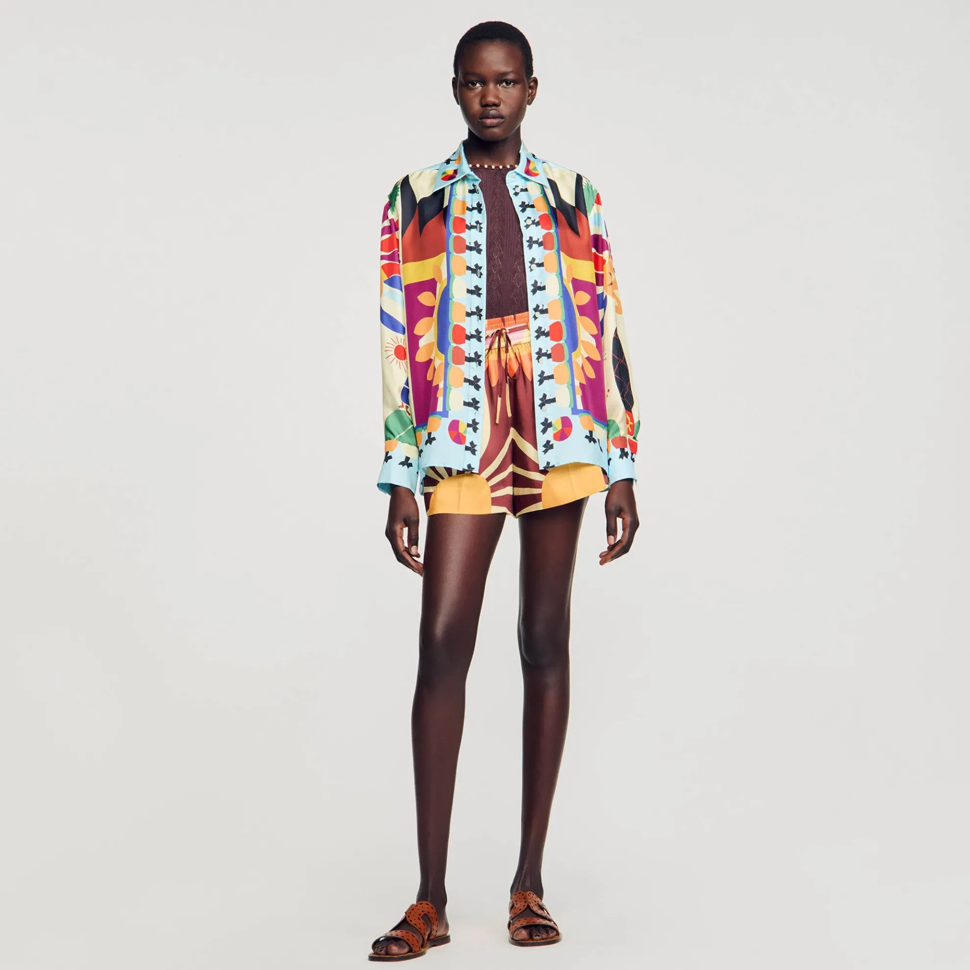 Overhemdblouse Zijde Print