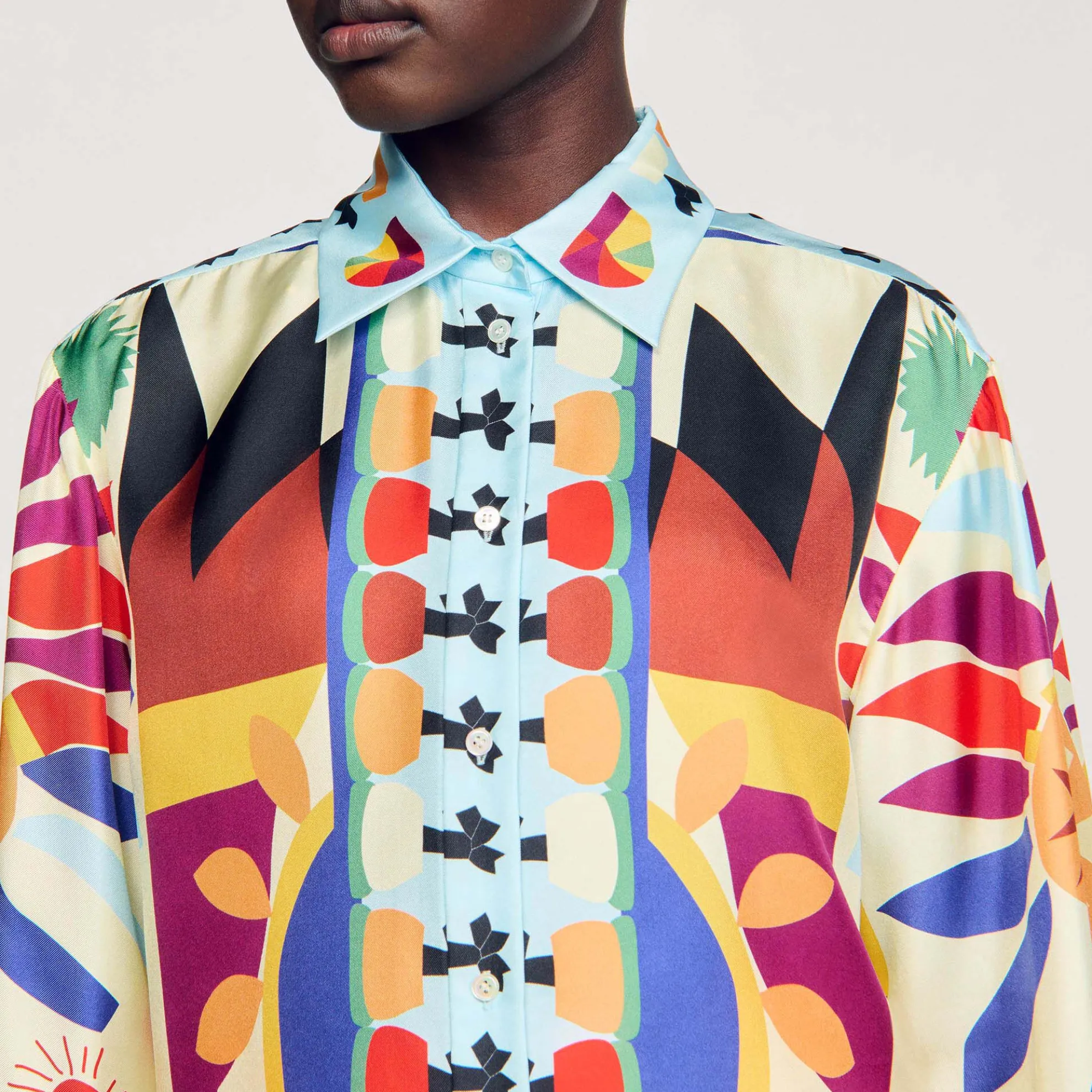 Overhemdblouse Zijde Print