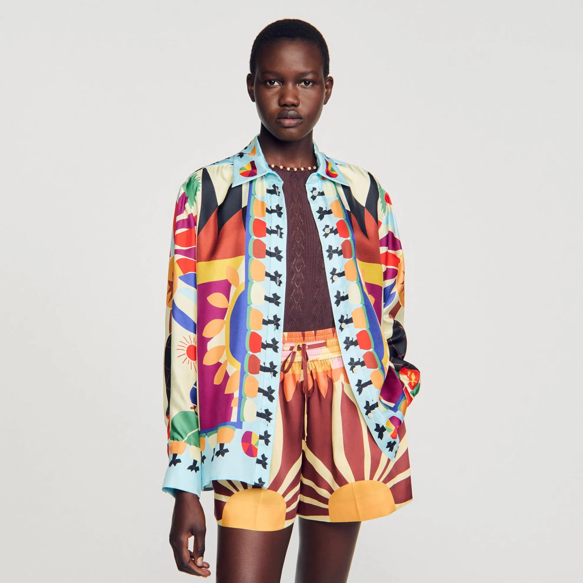 Overhemdblouse Zijde Print