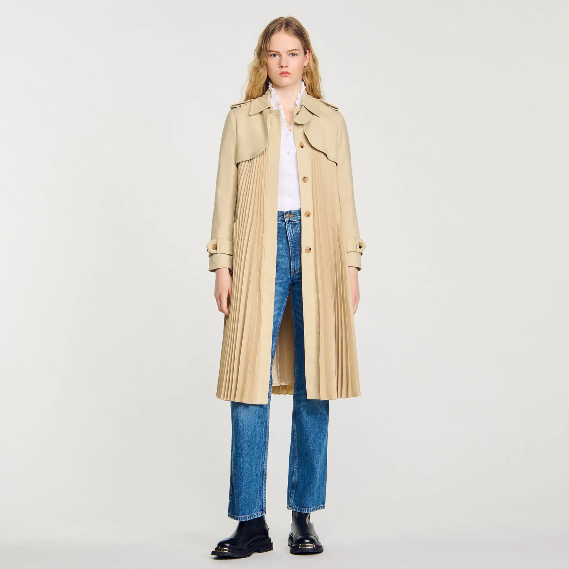 Plissé Trenchcoat Met Riem